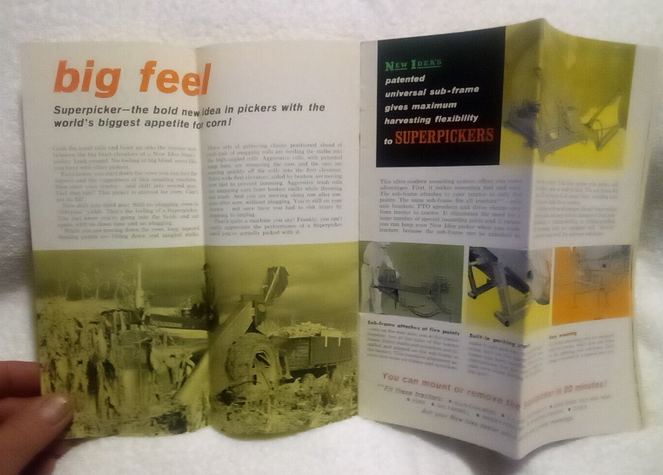 New Idea Mounted Corn Pickers Vintage 1964 Farm Advertising Sales Brochure