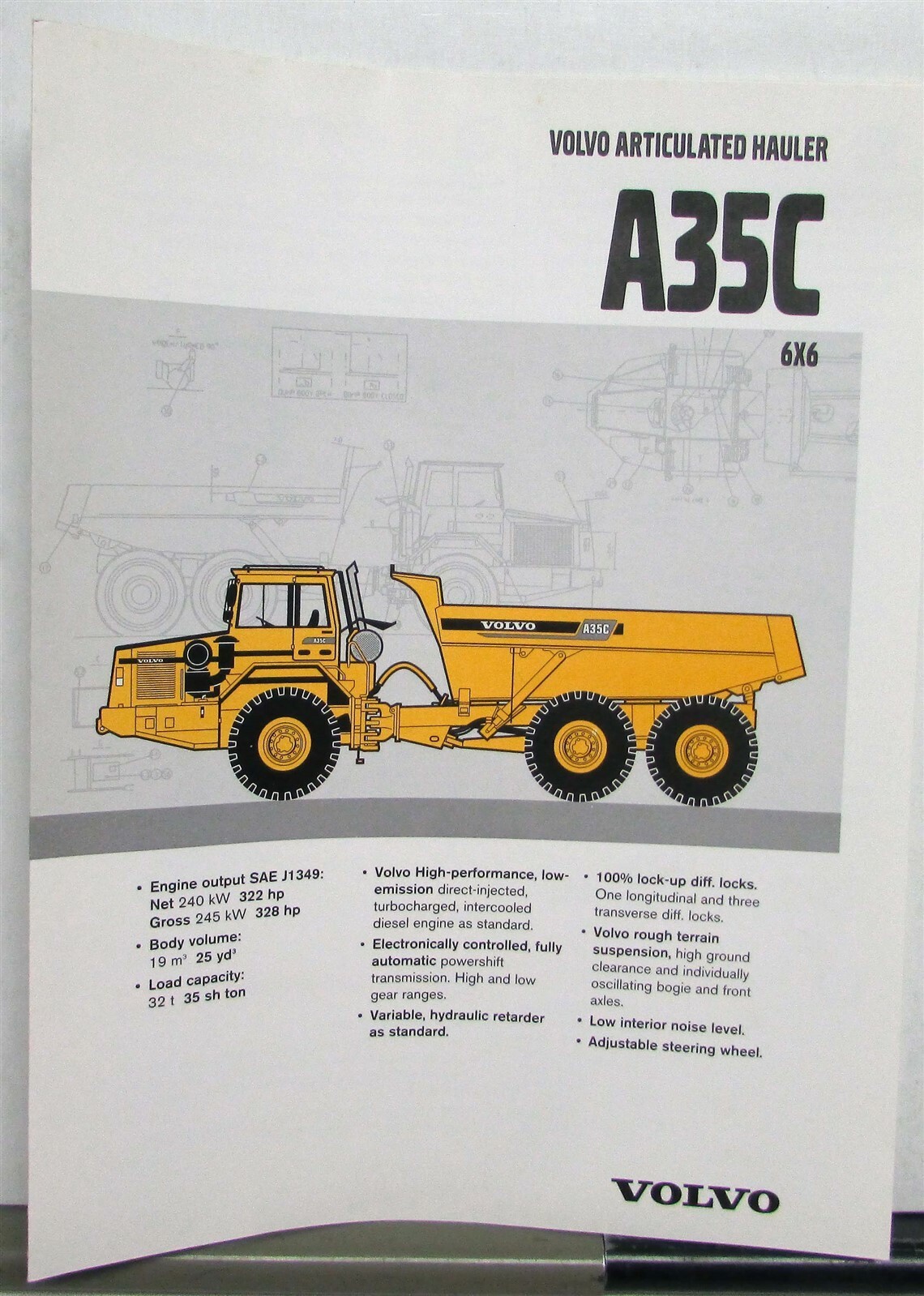 1997 VOLVO A35C Specifications Construction Sales Tri-Folder