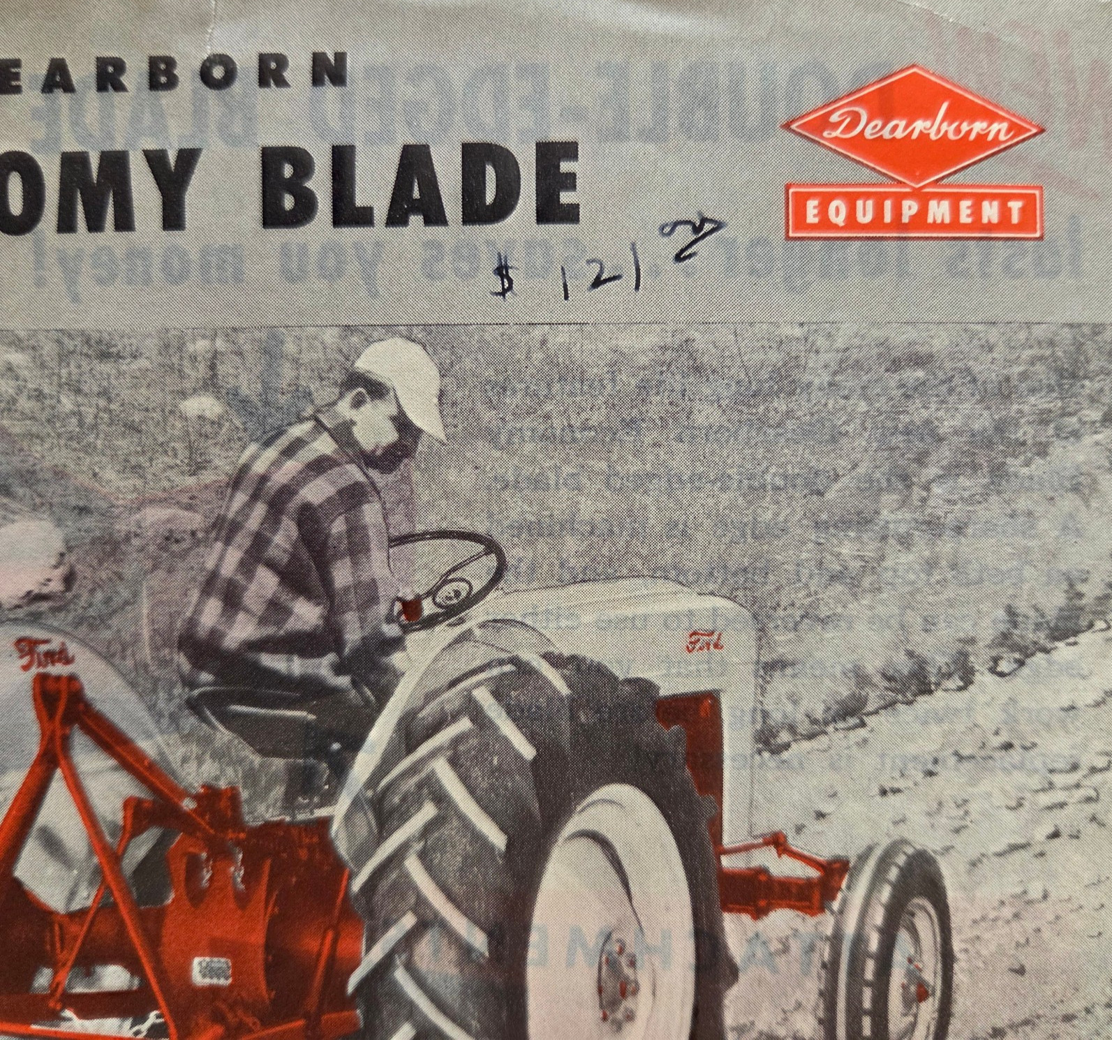 1959 FORD TRACTOR DEARBORN FARM EQUIPMENT ECONOMY BLADE SALES ADVERTISEMENT