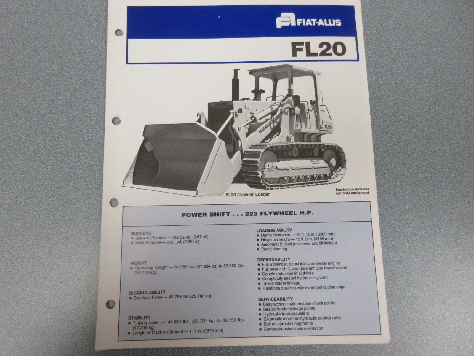 Fiat Allis FL20 Crawler Loader Brochure 4 Page