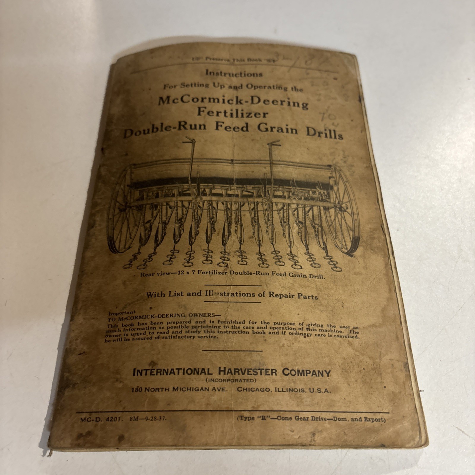 McCormick-Deering Wheel Fertilizer Double Run Freed Grain Drill Manual 108 Pages