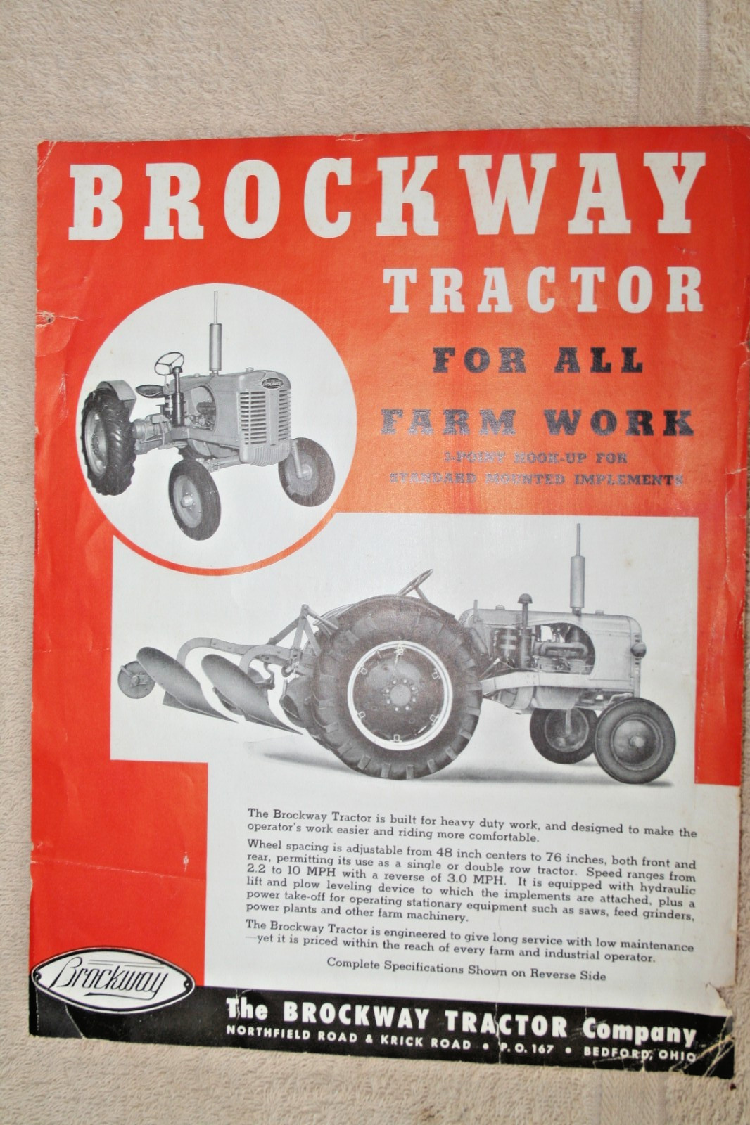 BROCKWAY TRACTOR SALE PAMPLET 1949