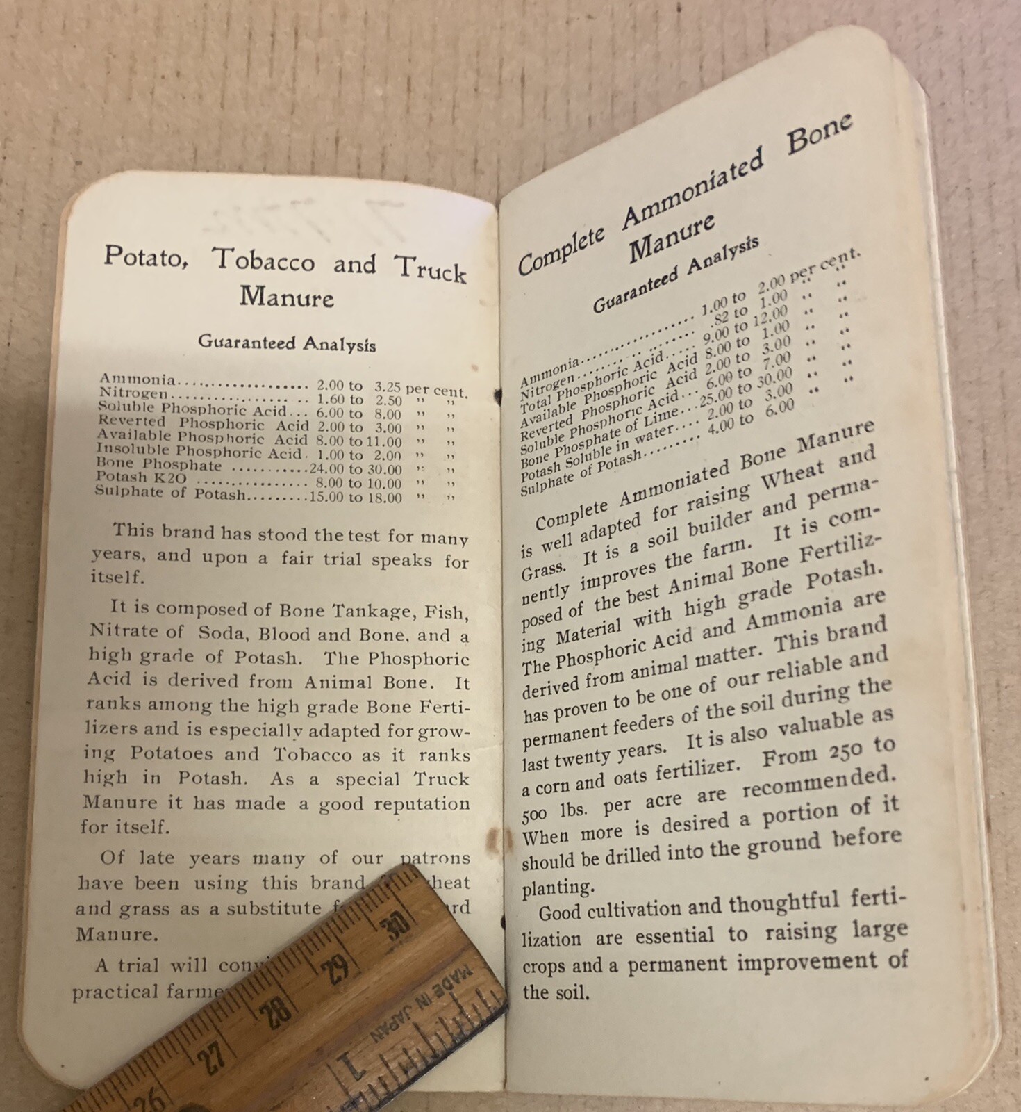Lancaster Bone Fertilizer Co 1910 antique note book advertising PA animal 38 pg