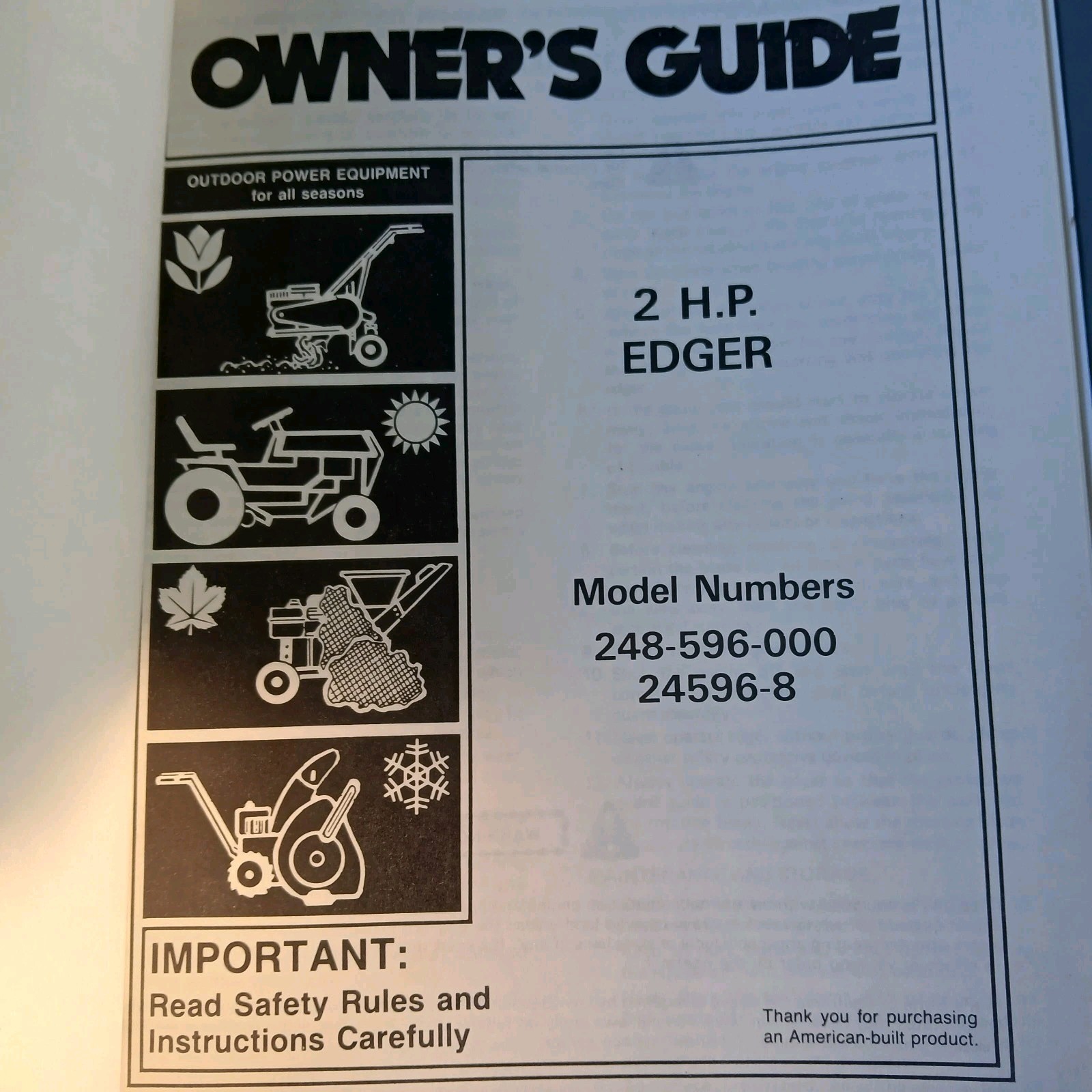 1988 White Outdoor Power Products Parts Catalog Mowers, Edger