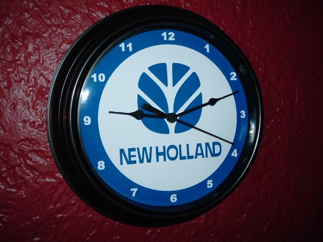 New Holland Farm Tractor Barn Garage Man Cave Bar Clock Retro Sign