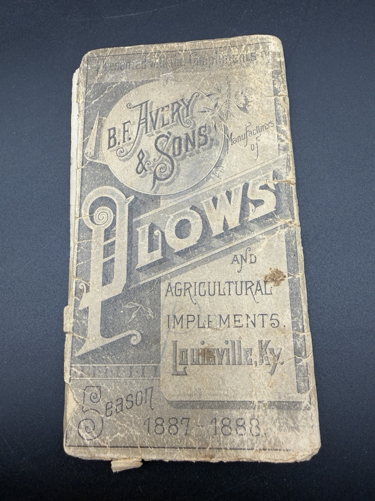 1888 B.F. Avery & Sons Genuine Avery Plow Pocket Calendar Memo Book Farm Ad
