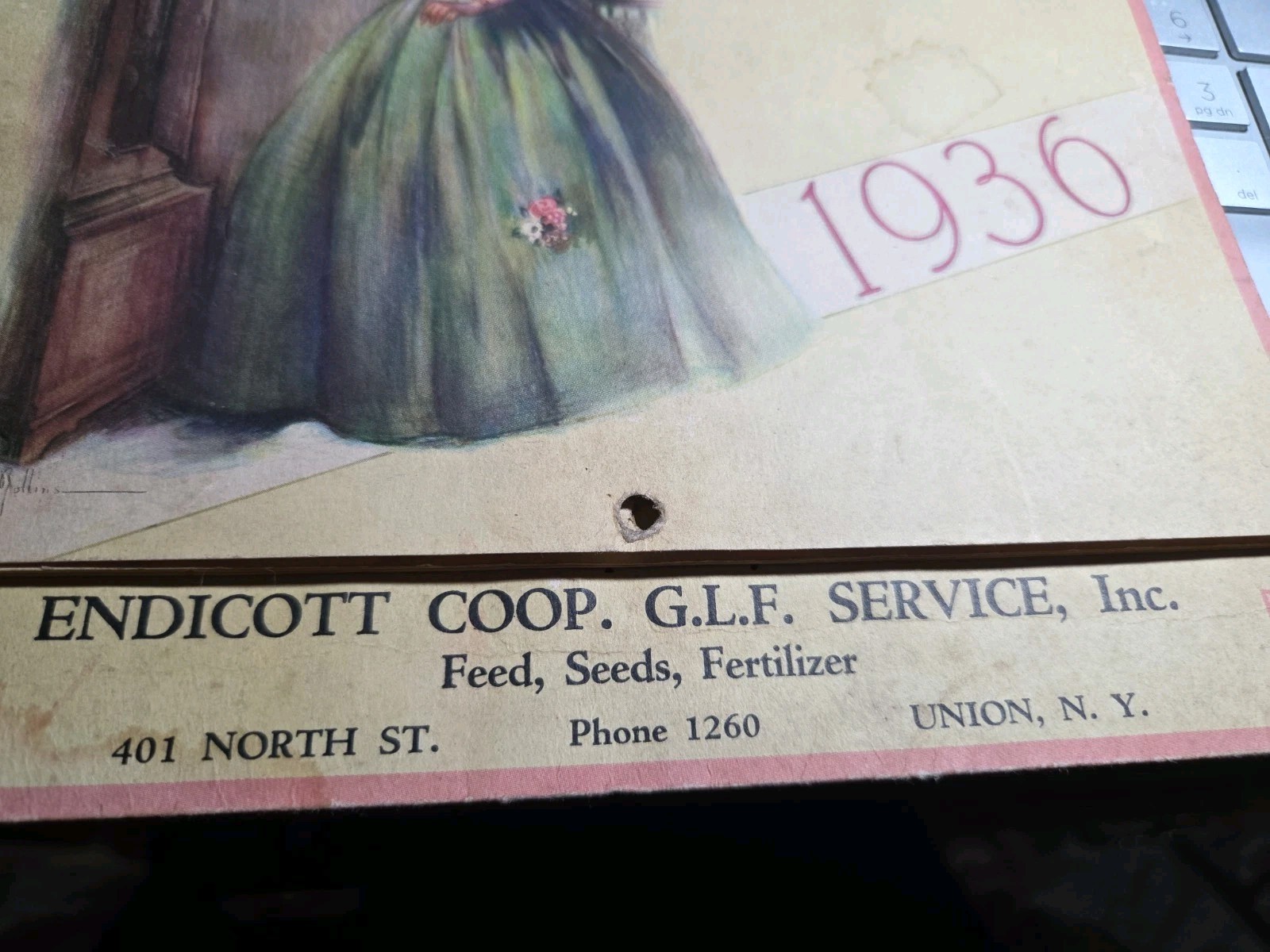 1936 Endicott Coop G L F Inc Union N Y Complete Advertsing Calendar