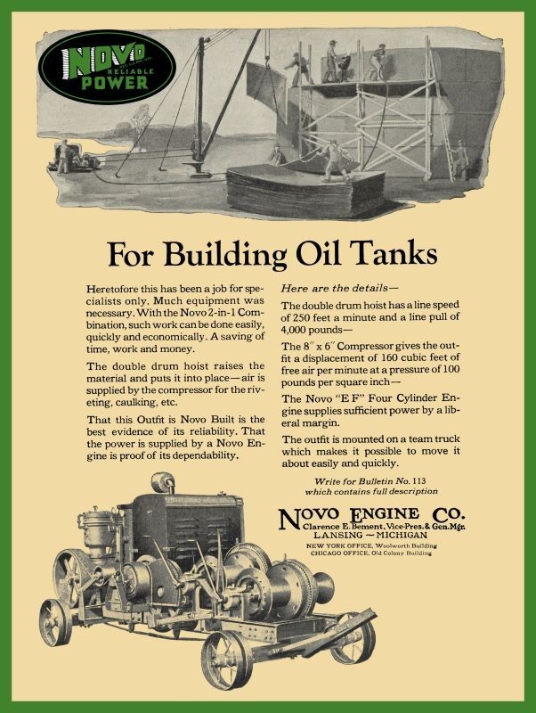 1923 Novo Engine Co. Lansing Double Drum Hoist NEW METAL SIGN: 9×12&Prime; Ships Free