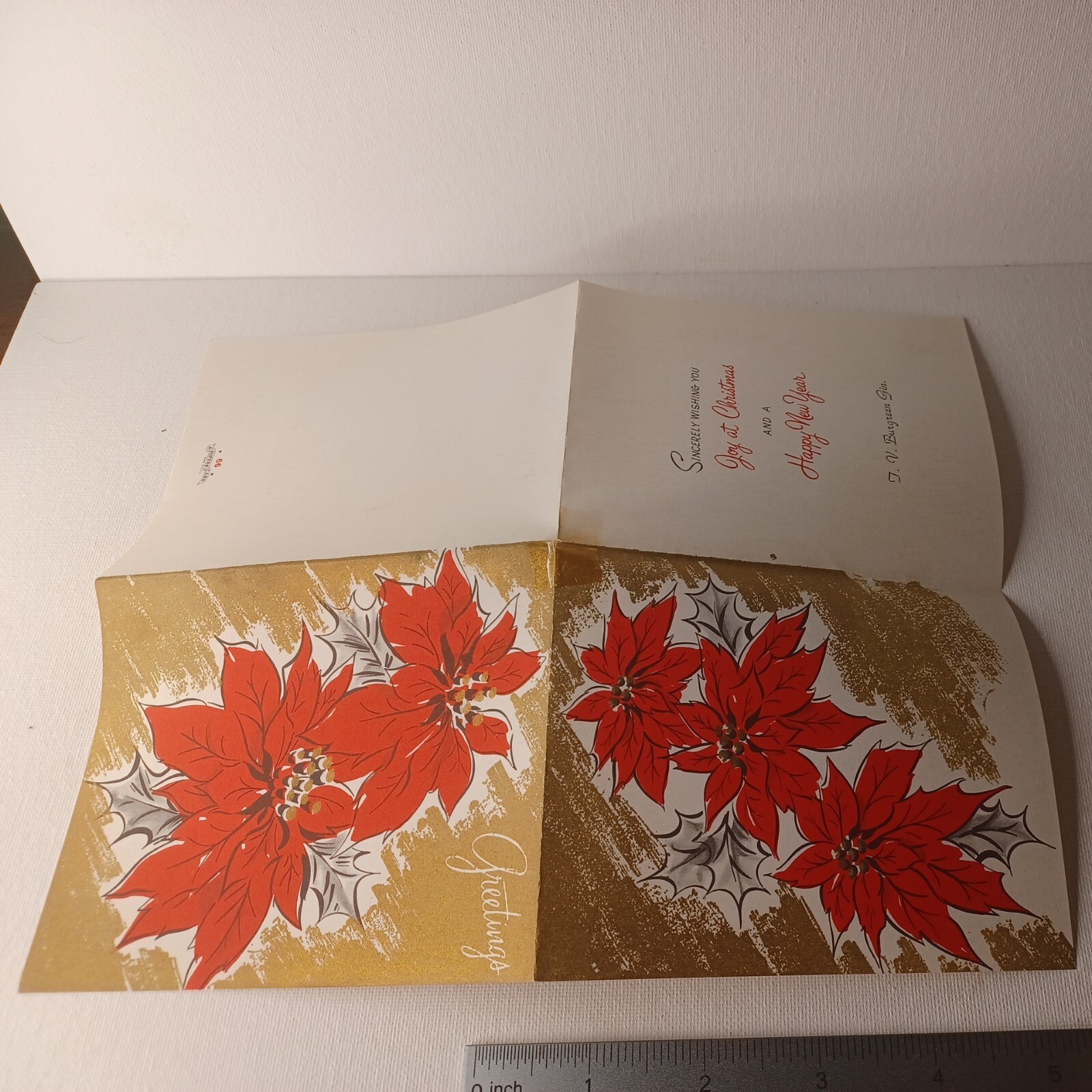 Vintage T.V. Burgreen Gin Christmas Greeting Card Madison ALABAMA Cotton