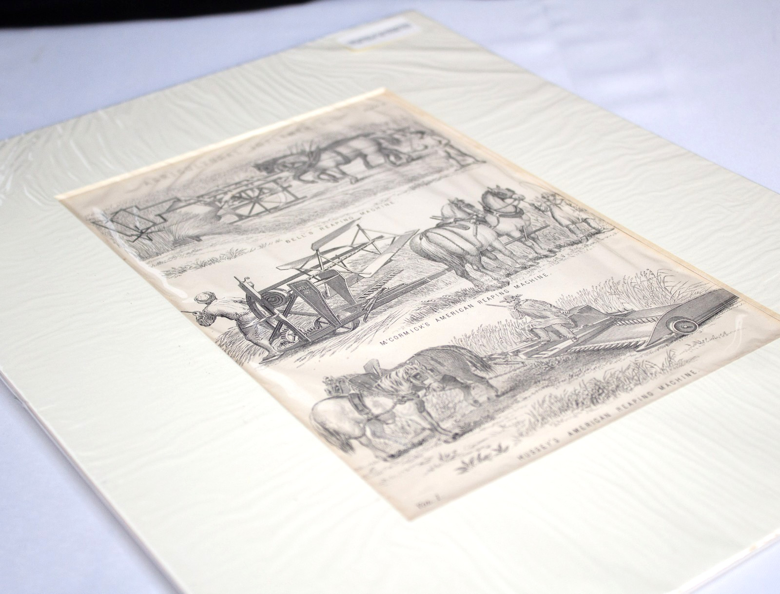 Harvesting Grain Print, Agricultural Implements, 19th Century Farm Machinery