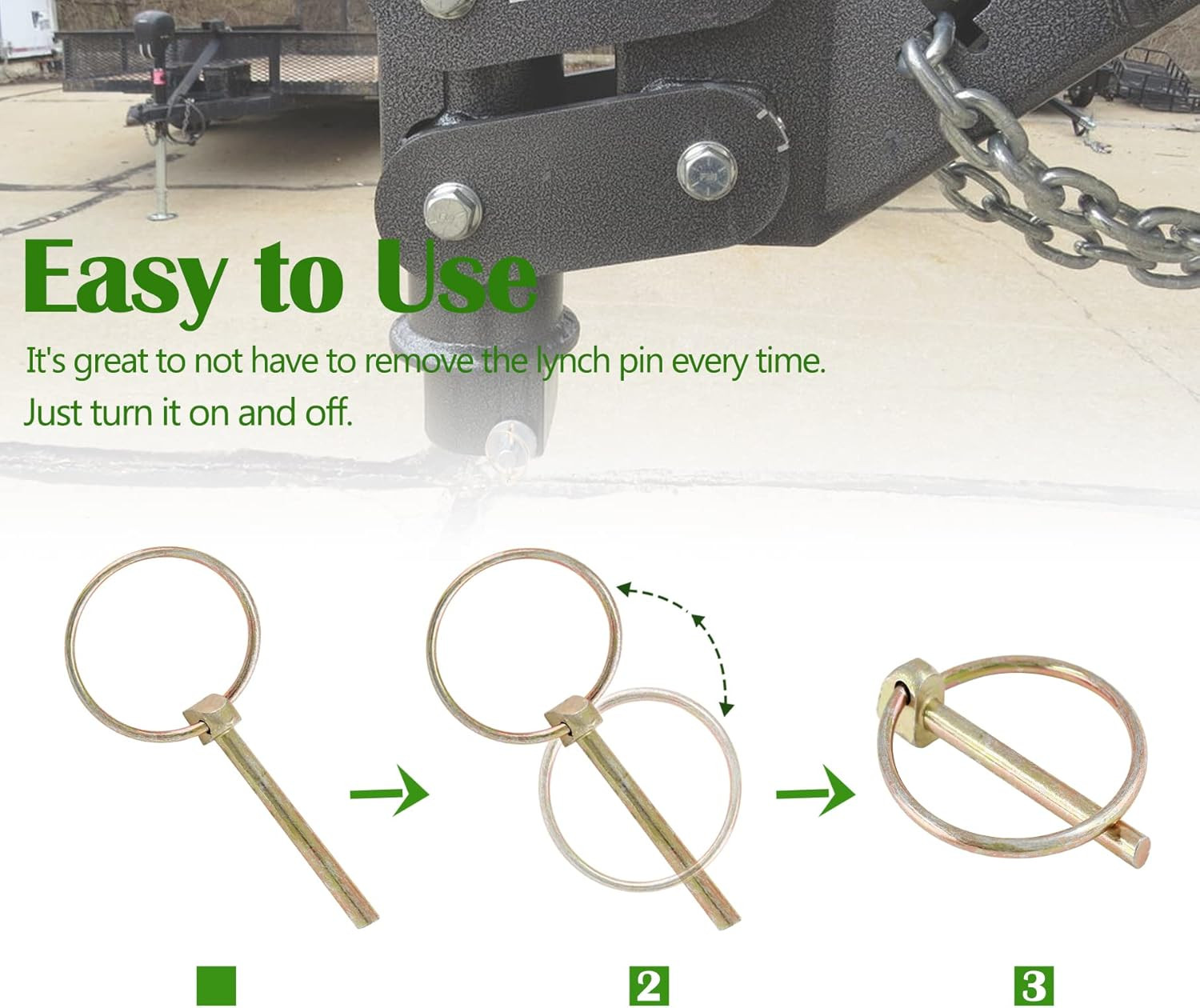 12 PCS Heavy Duty Linch Pin with Ring, 3/16&Prime; X 1-1/2&Prime; Linch Pins for Trailer Tro