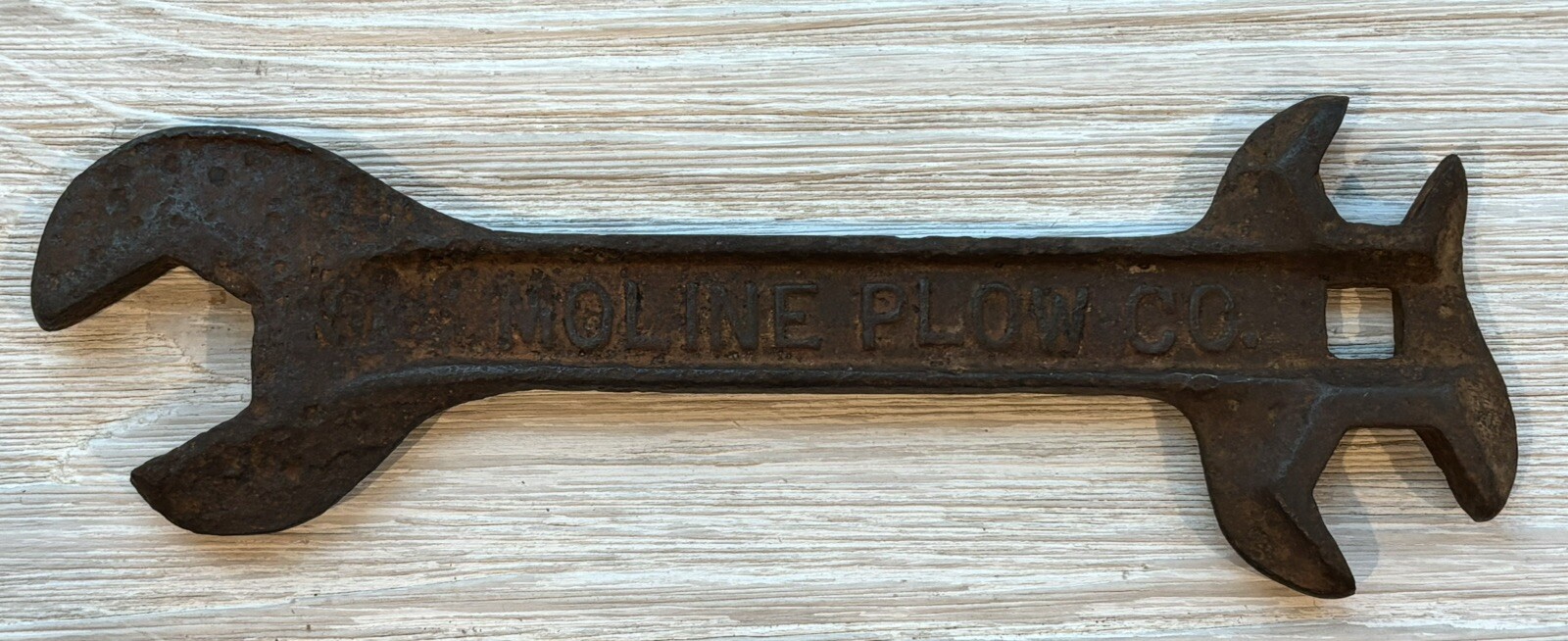 Old Farm Barn Find Vintage Hand Tool Moline Plow CO. Embossed Advertising Wrench