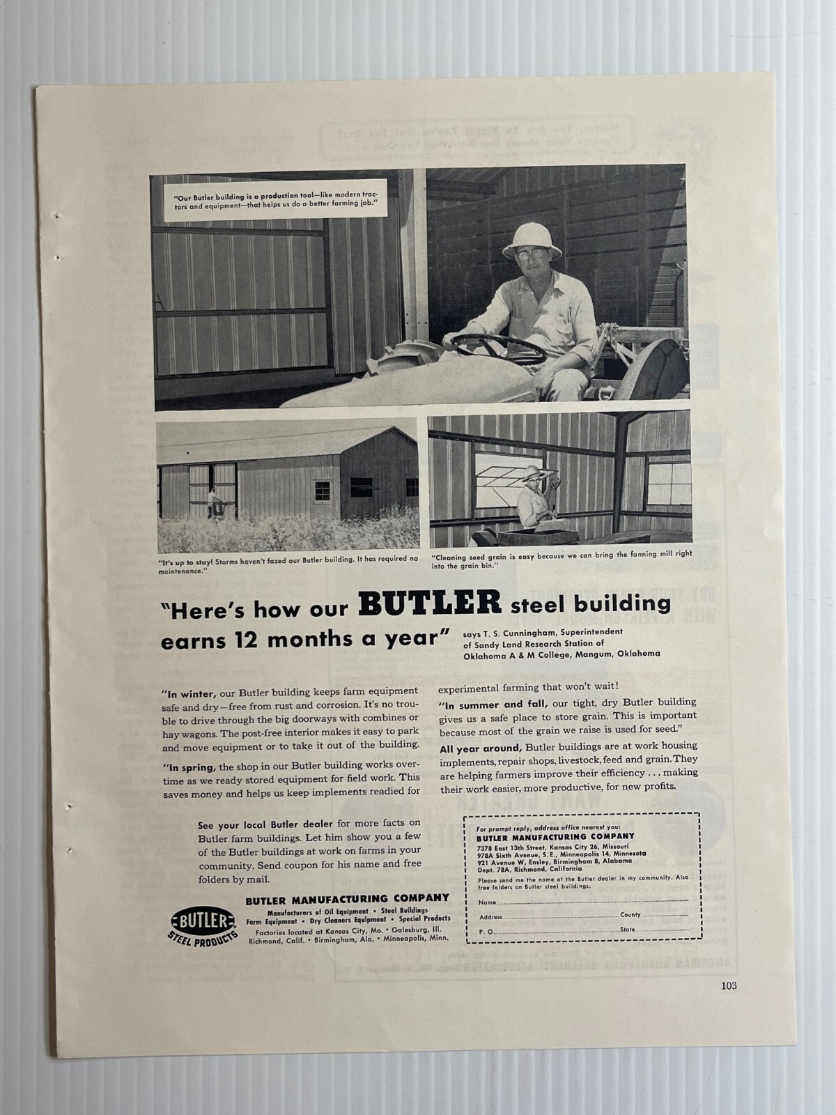1950s Butler Steel Buildings – Original Print Advertisement (9.5in x 13in)