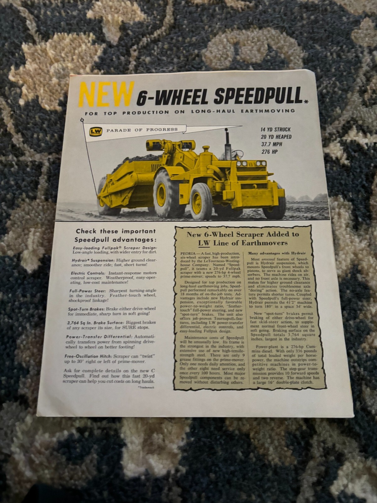 Le Tourneau 6 Wheel Speedpull Brochure FCCA24 RARE
