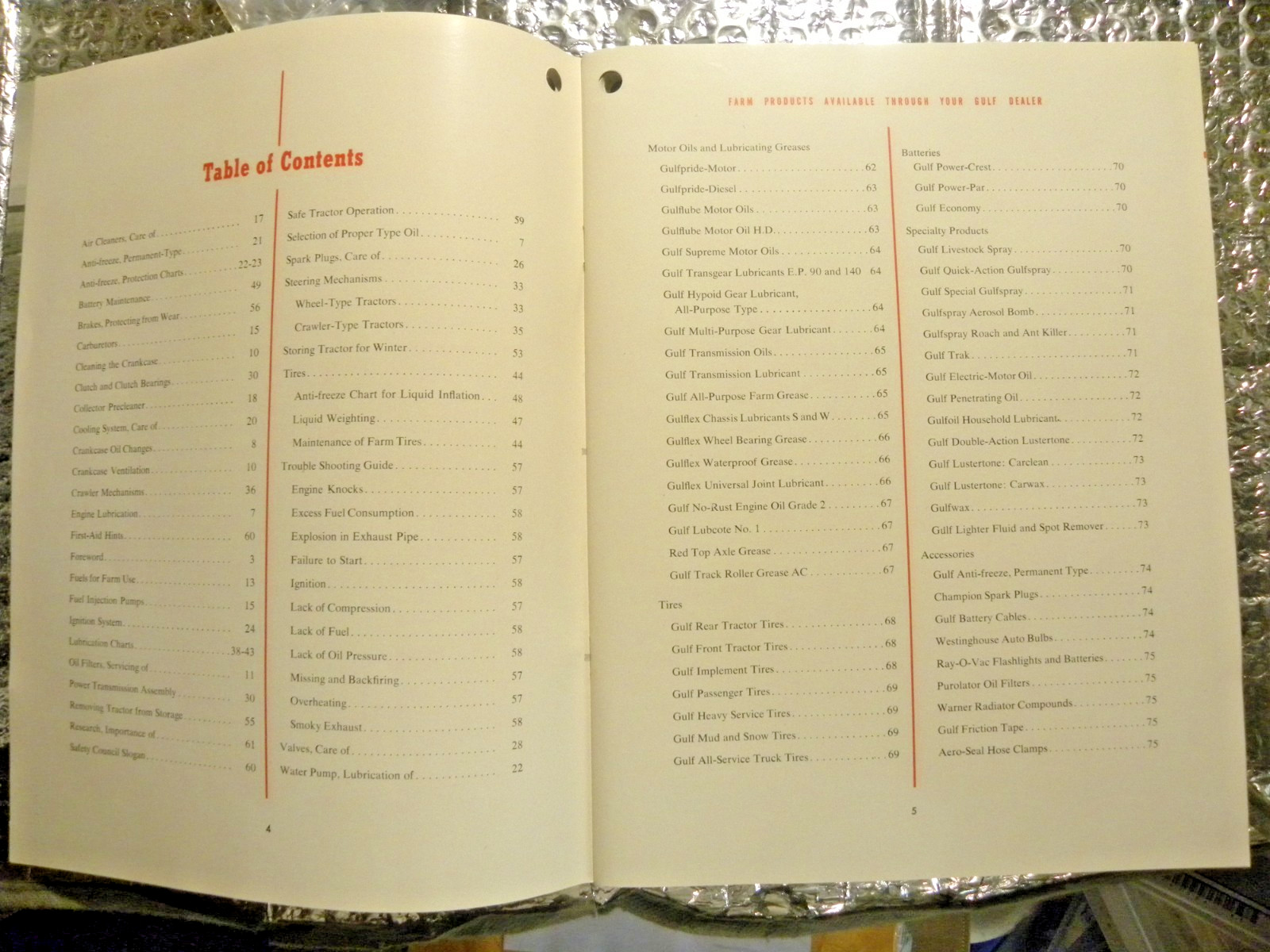 Vintage GULF FARM Tractor Guide Manual 1950 Lubrication and How To .