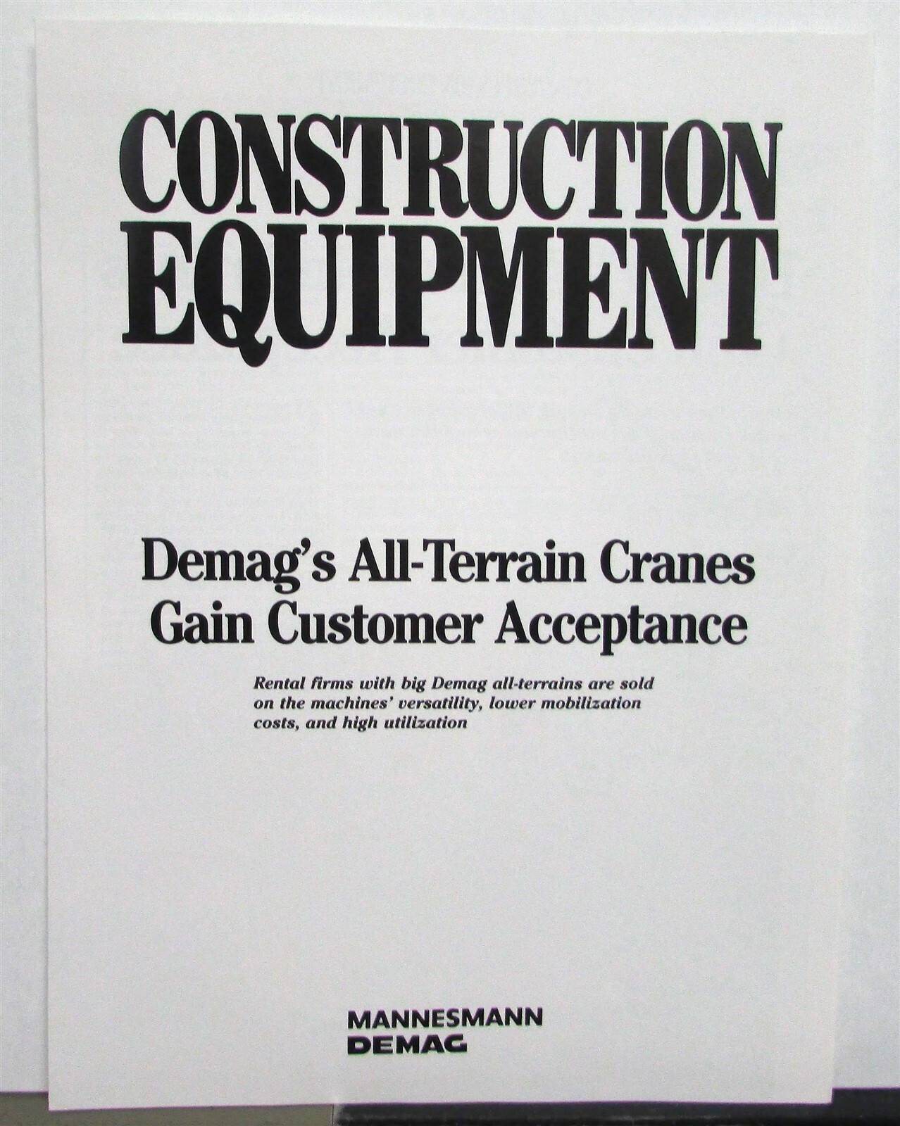 1992 Demag All Terrain Cranes Specifications Construction Sale Brochure