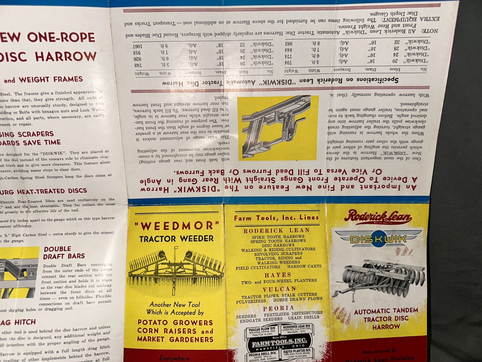 Vintage Roderick Lean Disc Harrow Sales Brochure Pamphlet