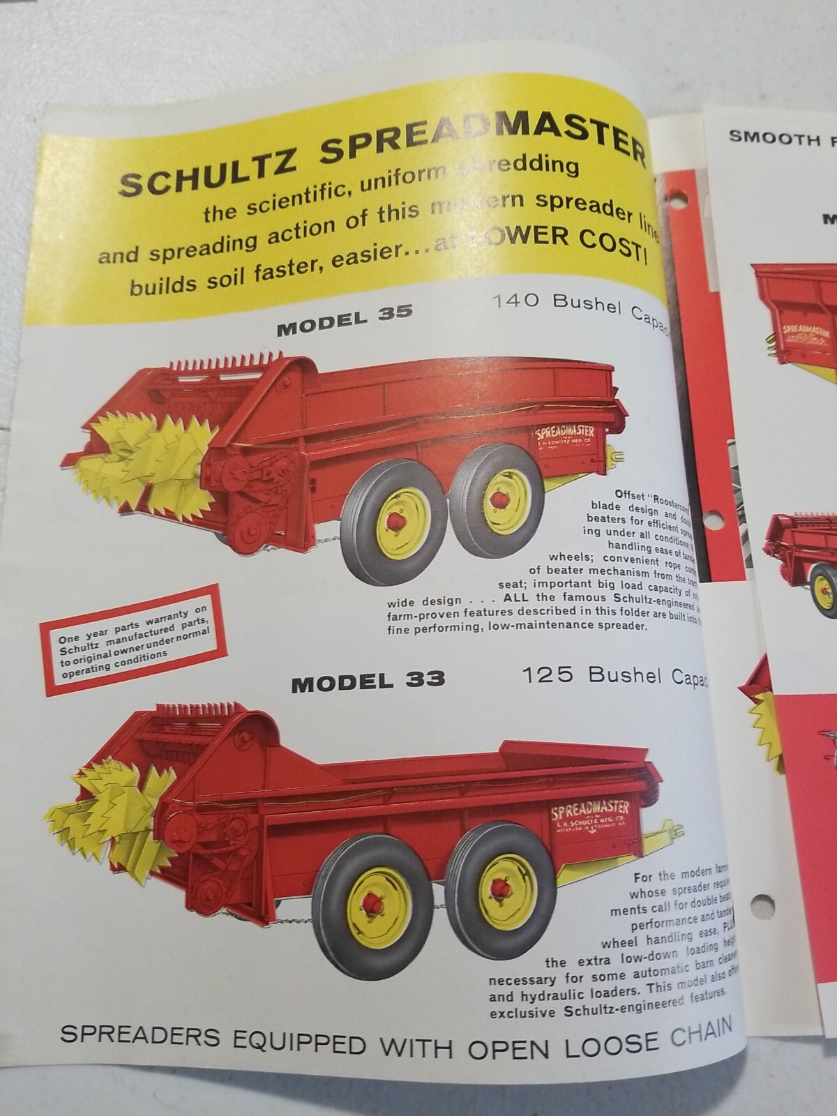 Vintage 1970 L.H. SCHULTZ Mfg Co GENERAL MANURE SPREADER Brochure & Price List