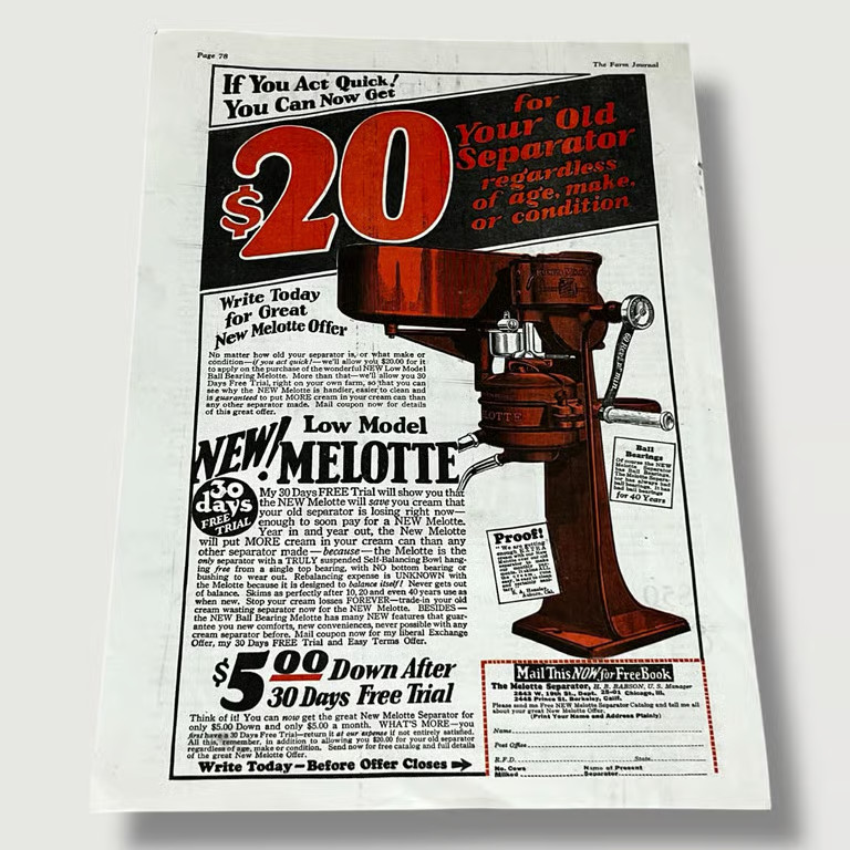 1929 Melotte Separator Farm Equipment Vintage Ad L