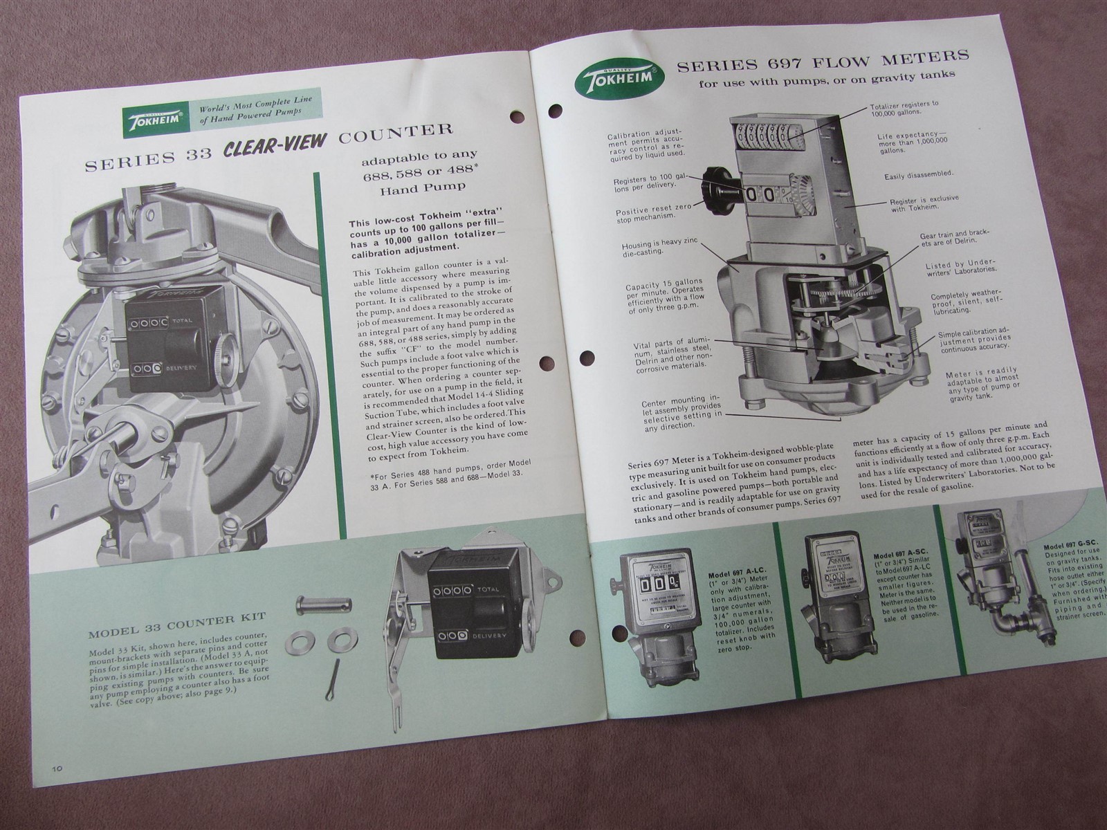 1962 Tokheim Sales Brochure High Vacuum Hand Powered Pumps +Flow Meters Indiana