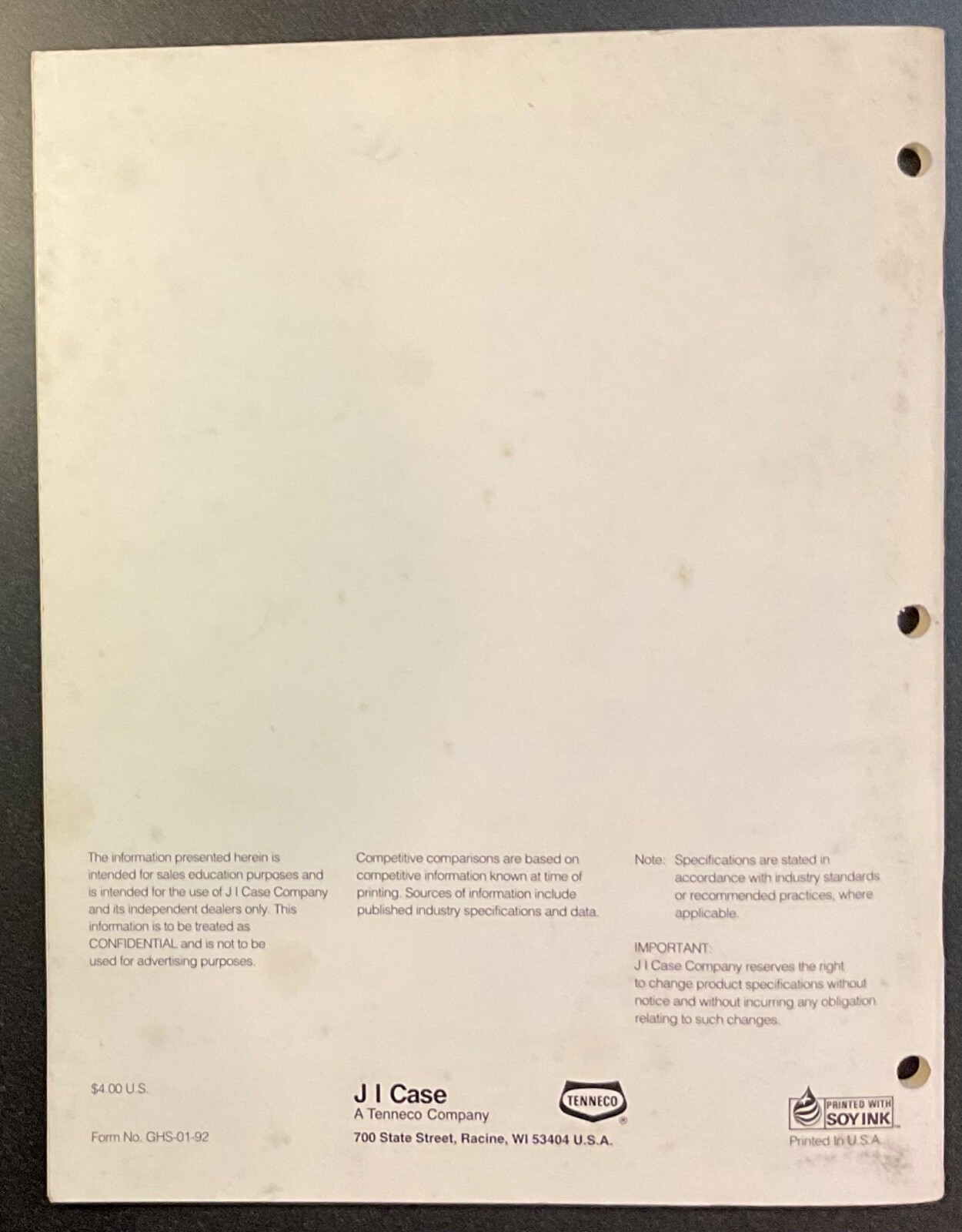 CASE-IH Salesman’s Brochure “A Guide to Harvesting Systems”. Rare Original. 1992