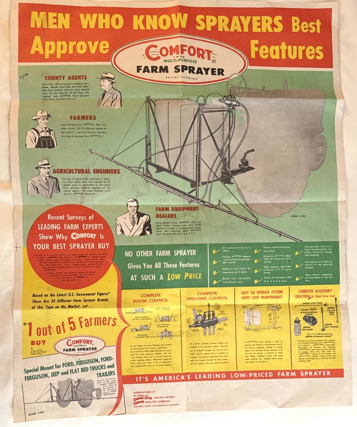Vintage 1960&rsquo;s Comfort Farm Sprayer Dealer Brochure With 27.5X22 Inch Poster