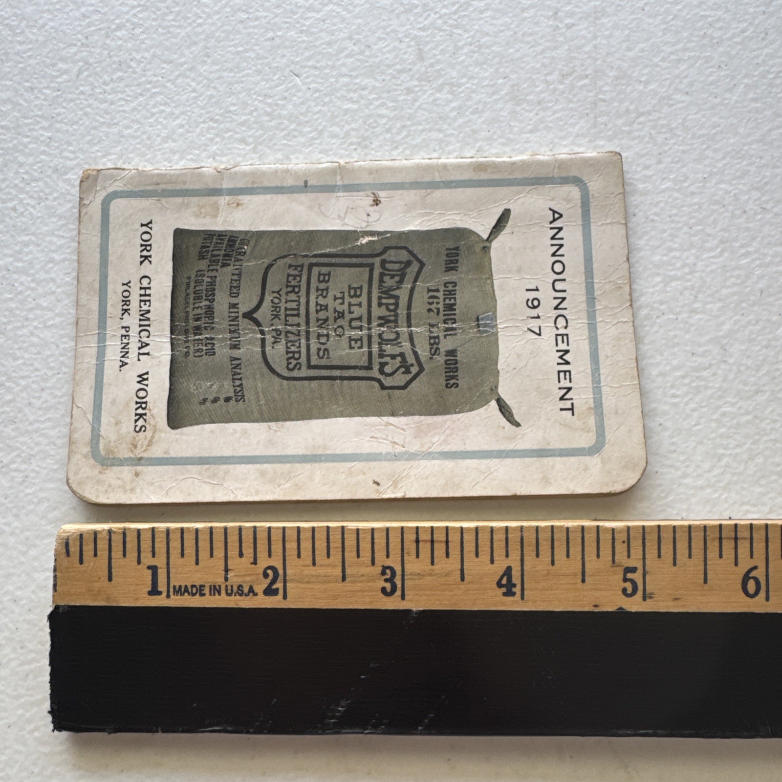 1917 Dempwolf&rsquo;s Fertilizers York Chemical Works York, PA Announcement Book