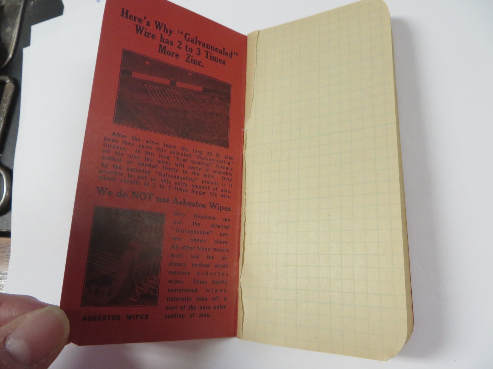 Vtg 1924 Red Strand Fence KEYSTONE STEEL & WIRE CO. Pocket Ledger Advertising
