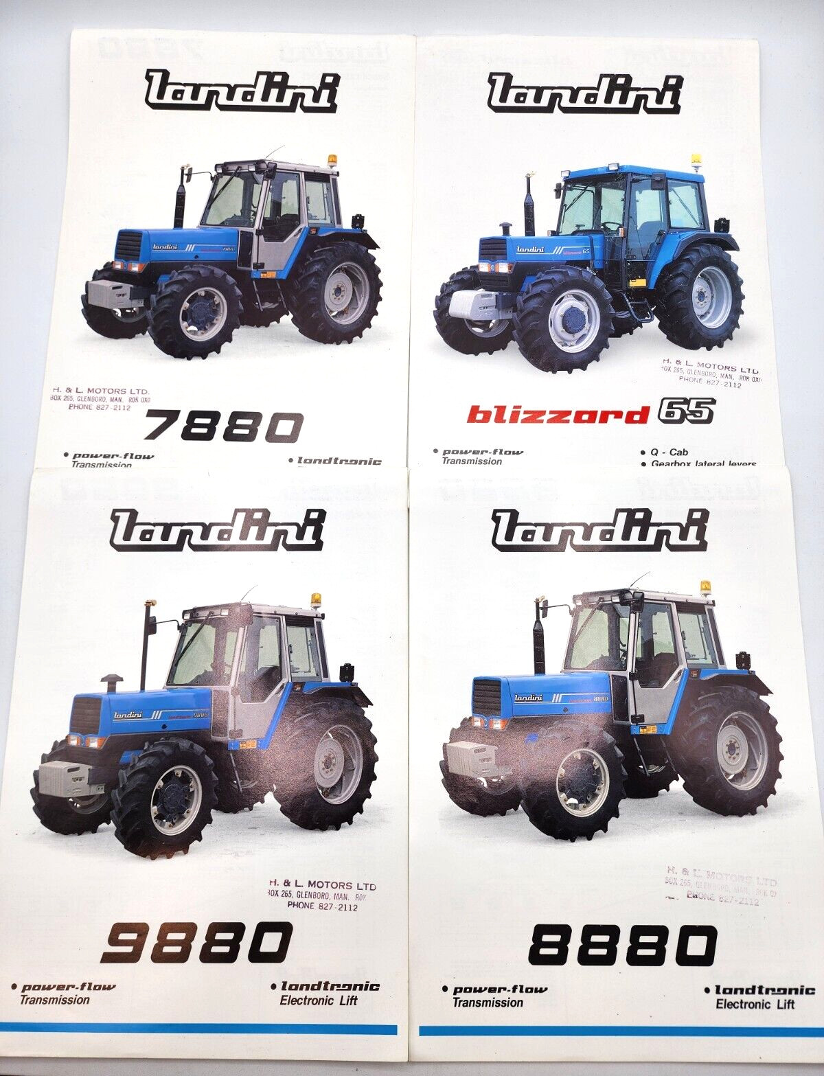 Landini Farm Tractor 7880 8880 9880 Blizzard 65 Color 2-Sided Sales Brochure