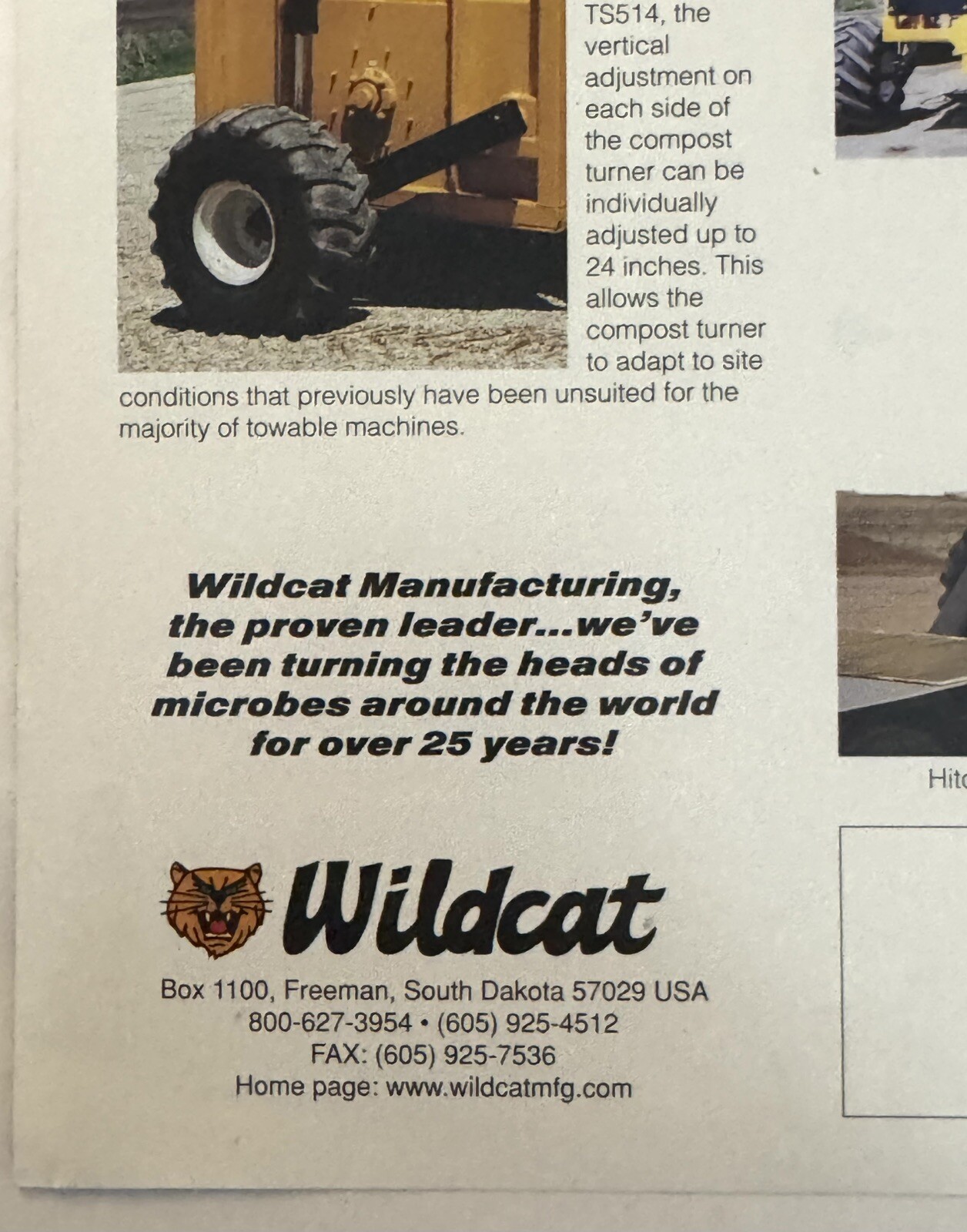 Wildcat 2006 Towable Straddle Compost Turner Dealer Sales Brochure Agriculture