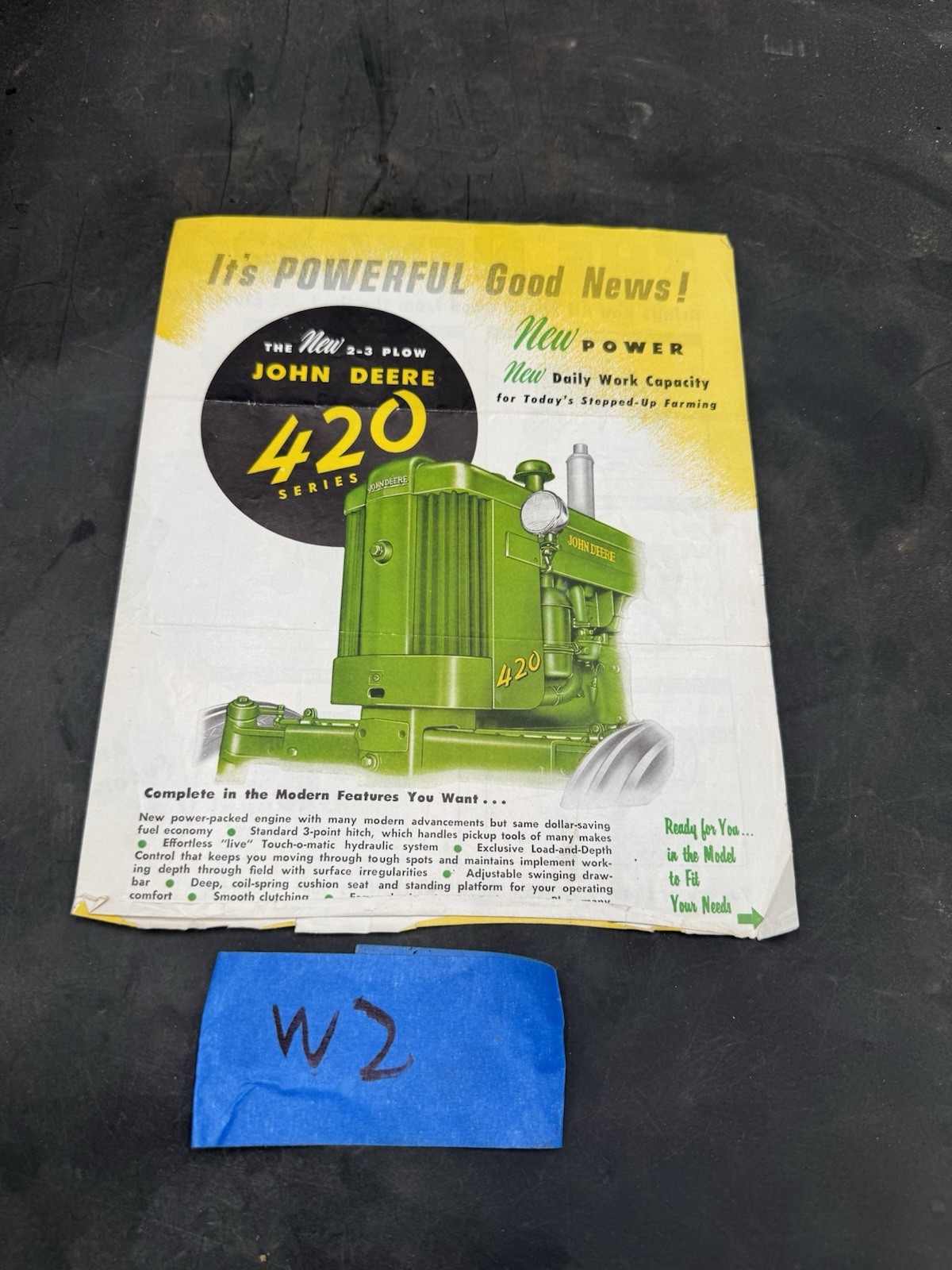 1955 – 56 John Deer 420 Series Two Row Crop Tractors Factory Sales Brochure