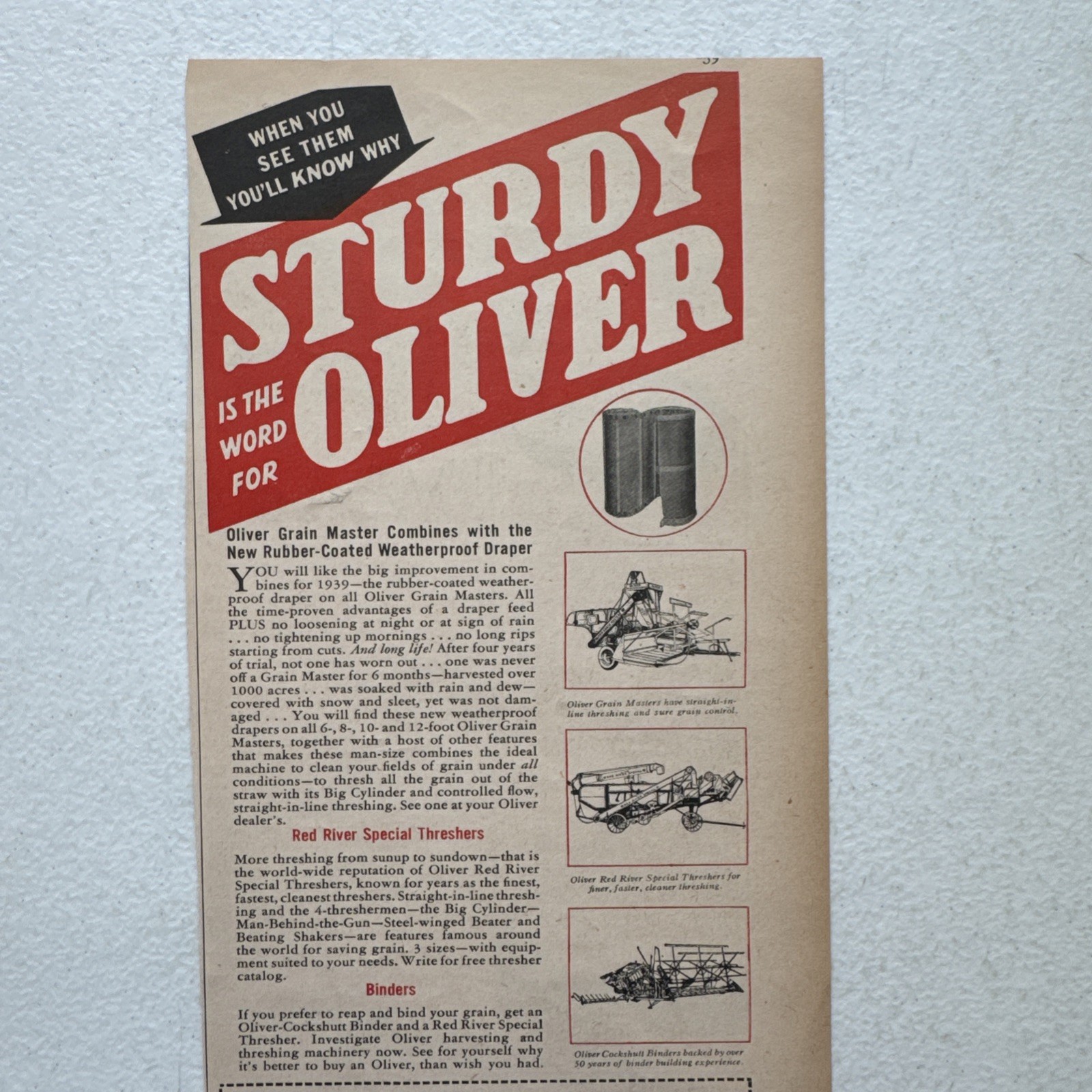 Oliver Farm Equipment Co. Grain Master Combines Advertisement