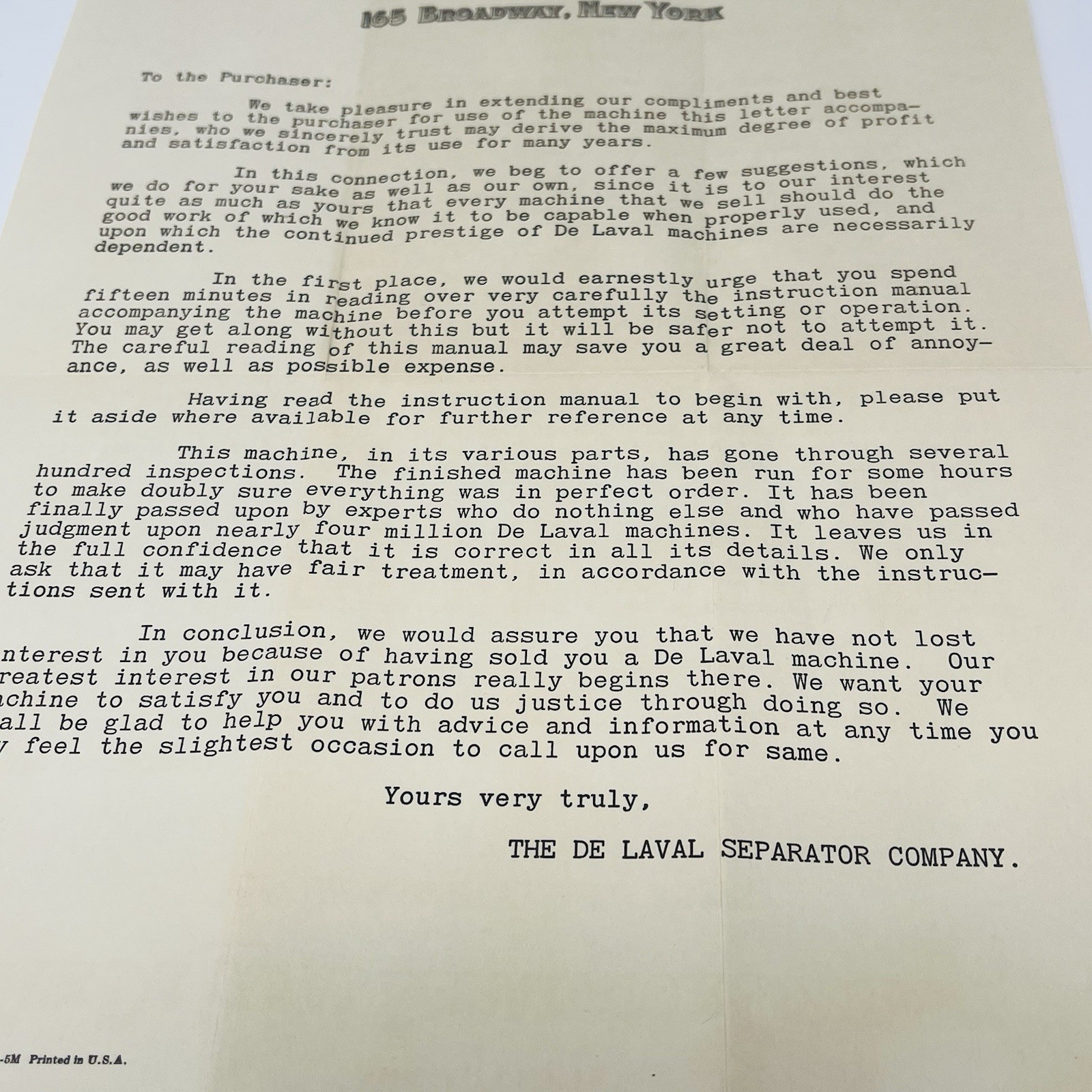 1940 The De Laval Separator Users Owners Letter Envelope