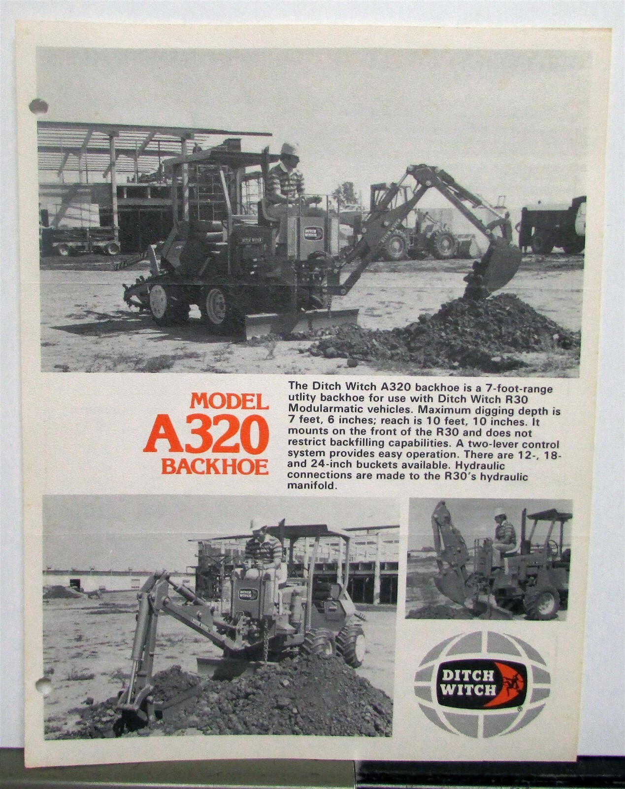 1980 Ditch Witch A320 Backhoe Specifications Construction Sale Brochure