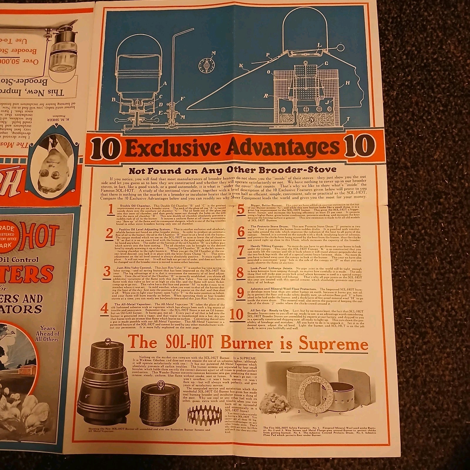 Vintage Sol Hot Heater Brooder Incubator Ads Flyers HM Sheer Dairy Ephemera 50s