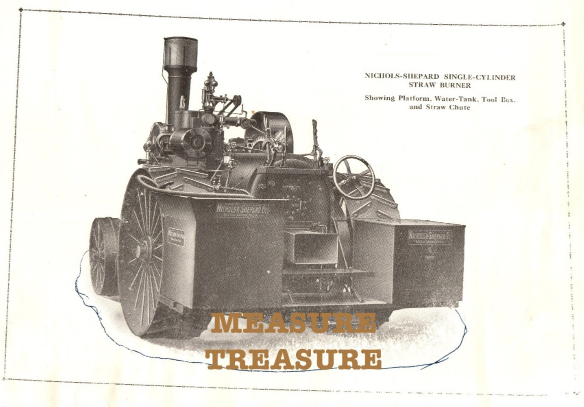 C.1900 BATTLE CREEK, MI NICHOLS SHEPARD SINGLE CYLINDER STRAW BURNER PRINT F37