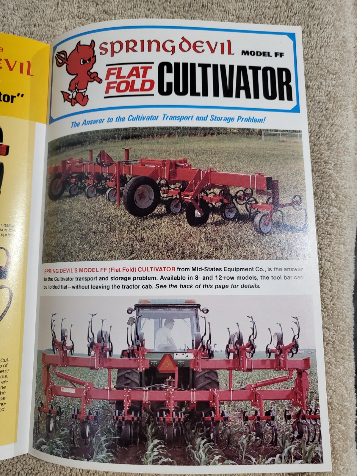 BROCHURE 1970s Spring Devil Spring-Tine Tractor Cultivator Lake View IA. AG Farm