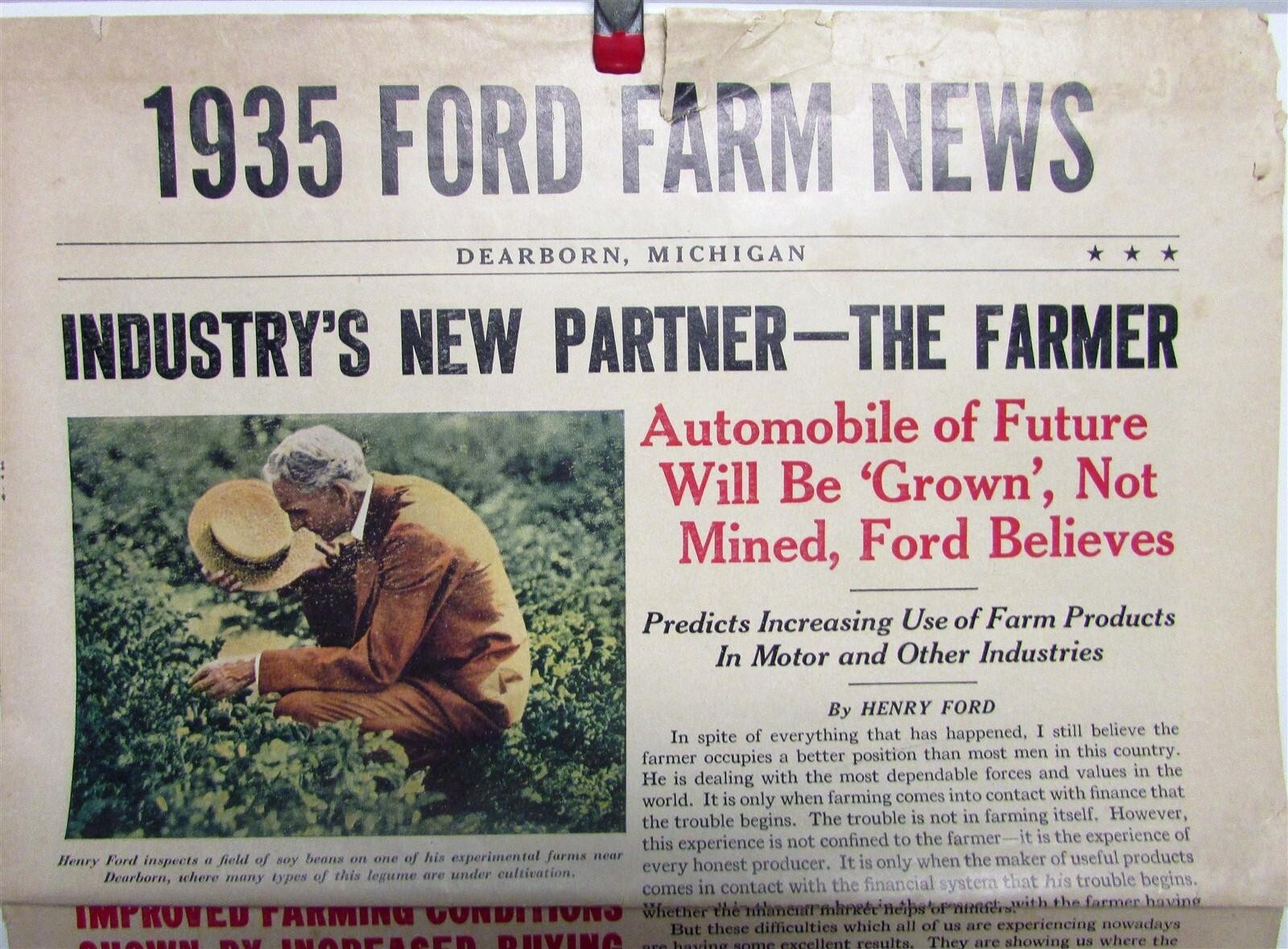 1935 Ford Farm News Model T V8 Tudor Specifications Agriculture Sales Mailer