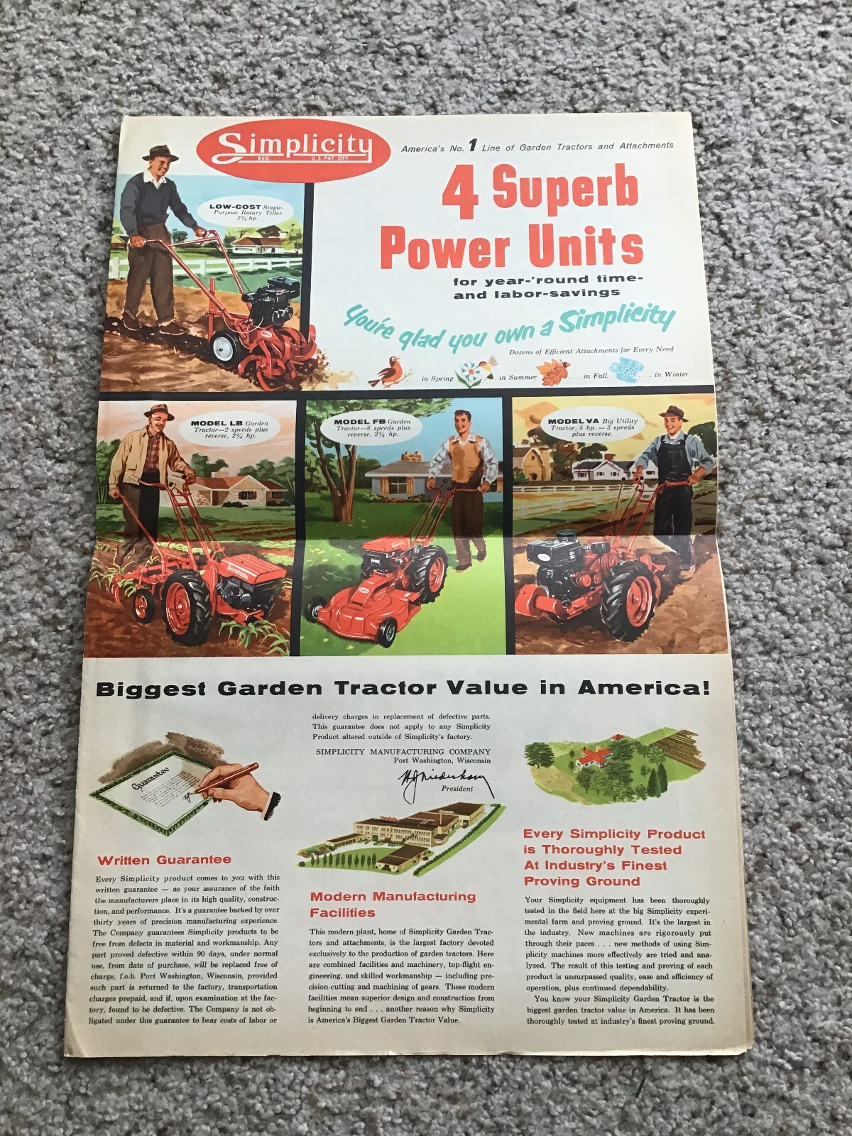 1950s Simplicity vintage Garden equipment, original sales information.