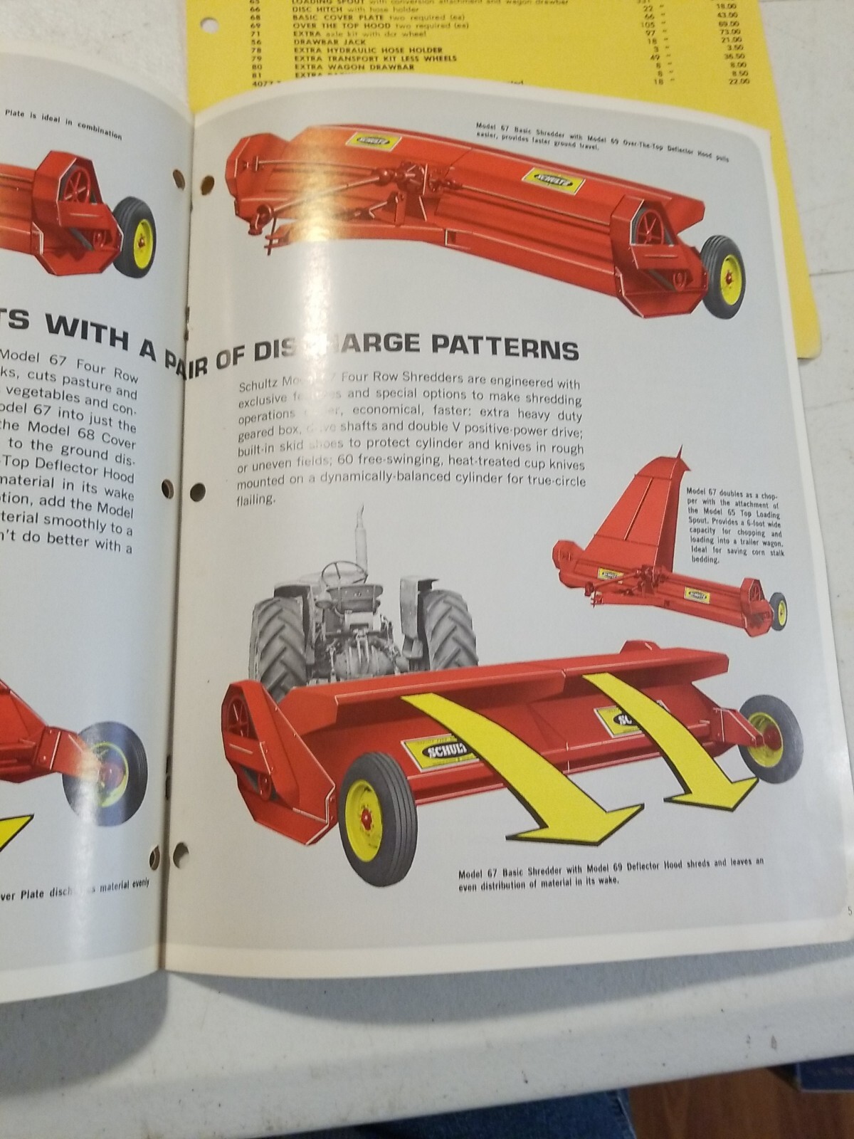 Vintage 1970 L.H. SCHULTZ Mfg Co GENERAL MANURE SHREDDER CHOPPER BROCHURE PRICES