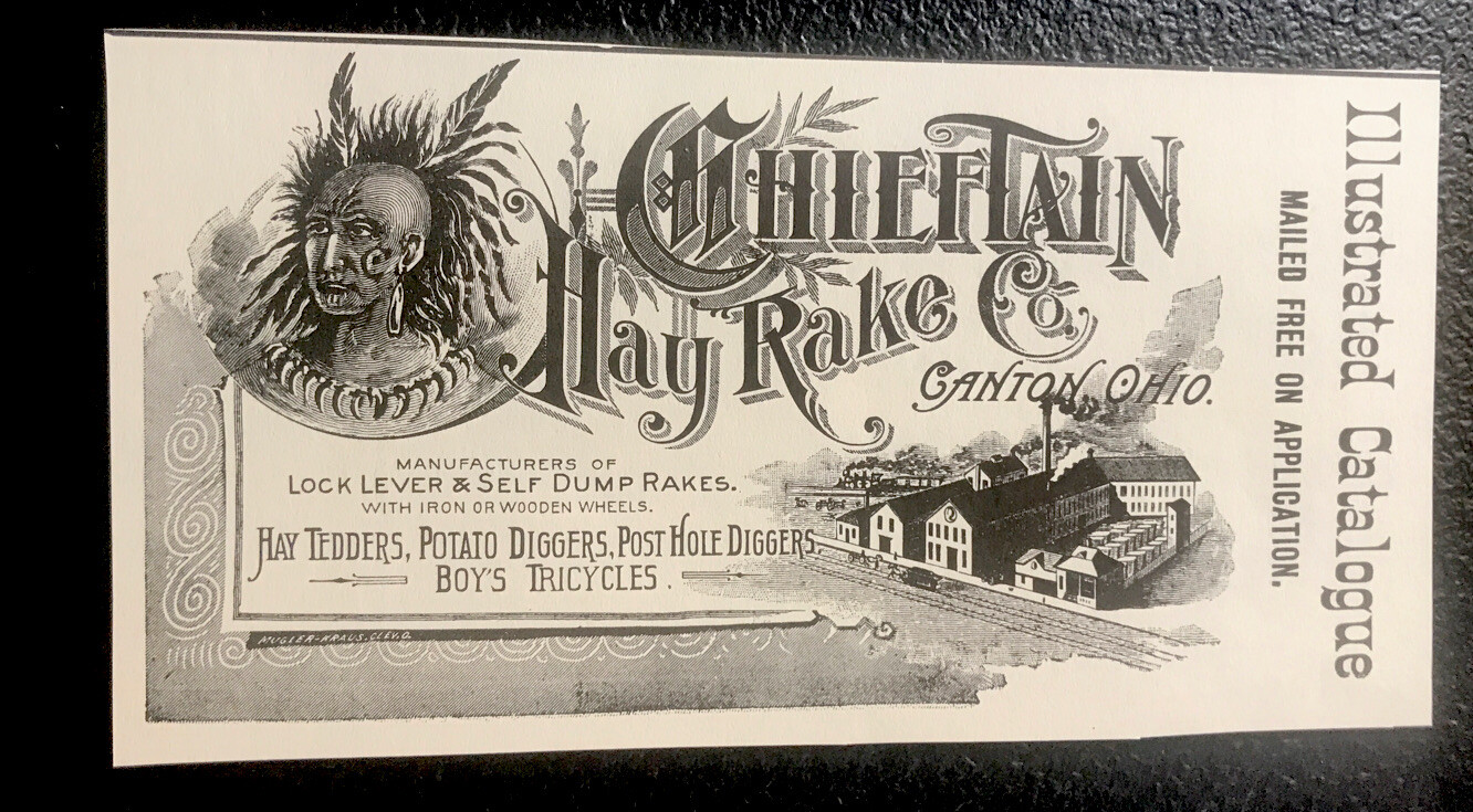 1889 Chieftain Hay Rake Co. Farm Machinery Advertising – Canton – Ohio – Indian