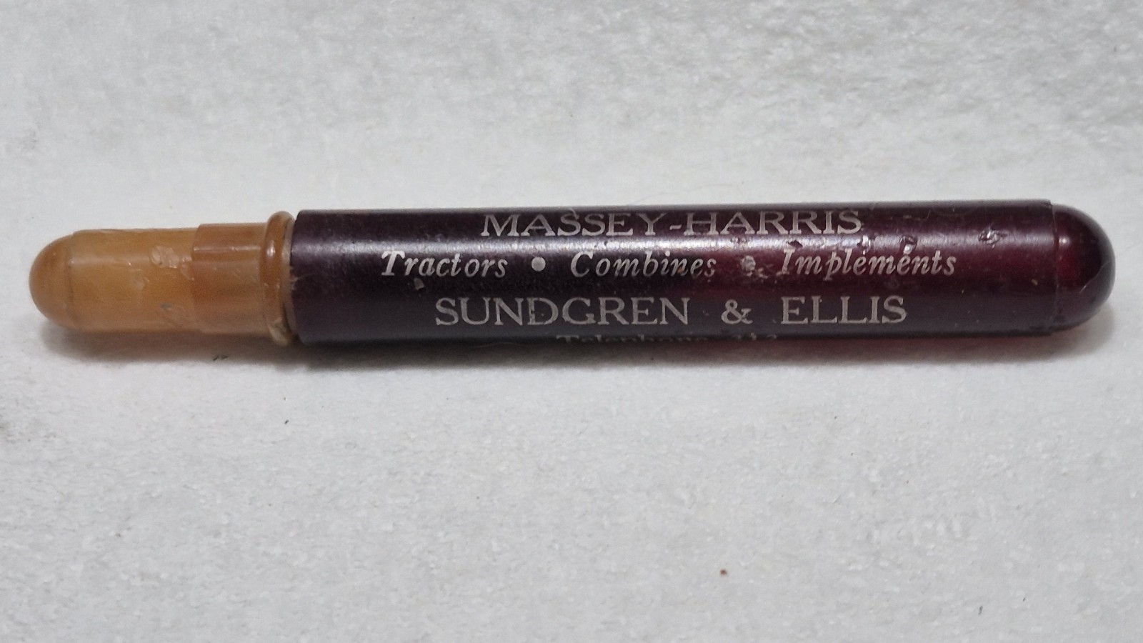 « MASSEY-HARRIS * Sungren & Ellis & Phone 312 * Greensburg, Kansas » Bullet Pencil