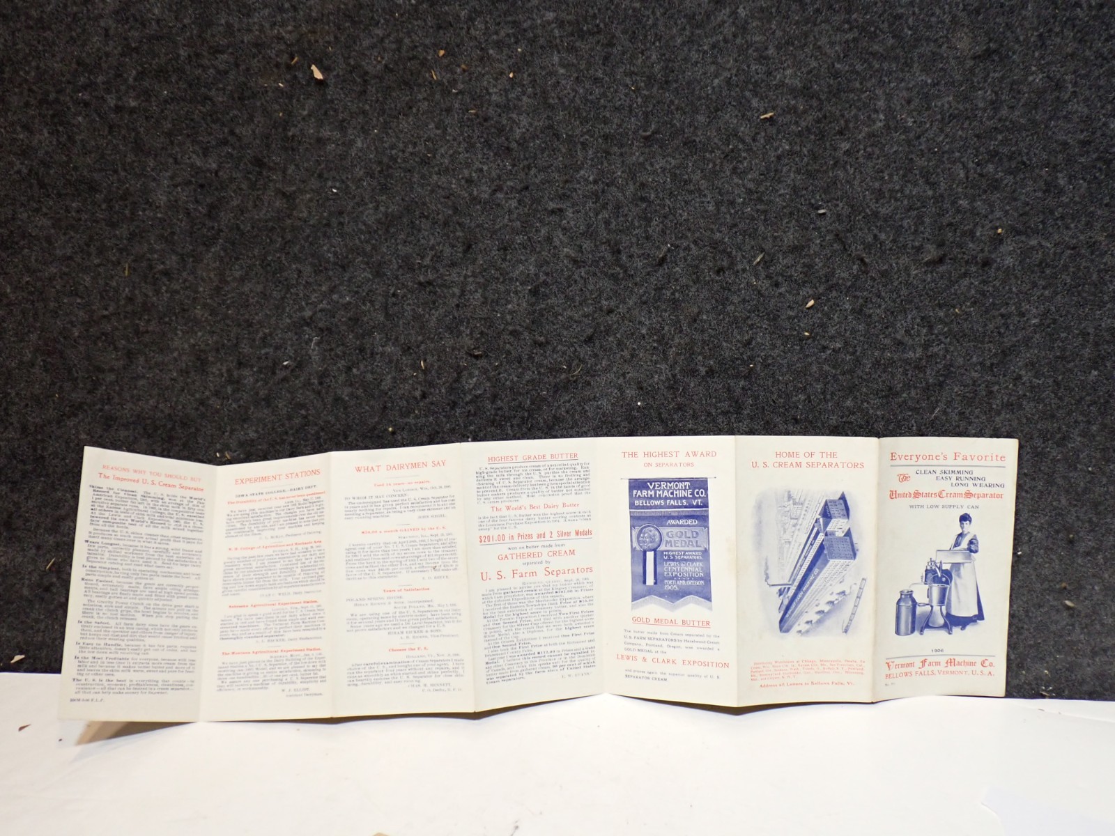 VINTAGE 1906 UNITED STATES CREAM SEPARATOR ADVERTISING FOLD OUT CATALOG