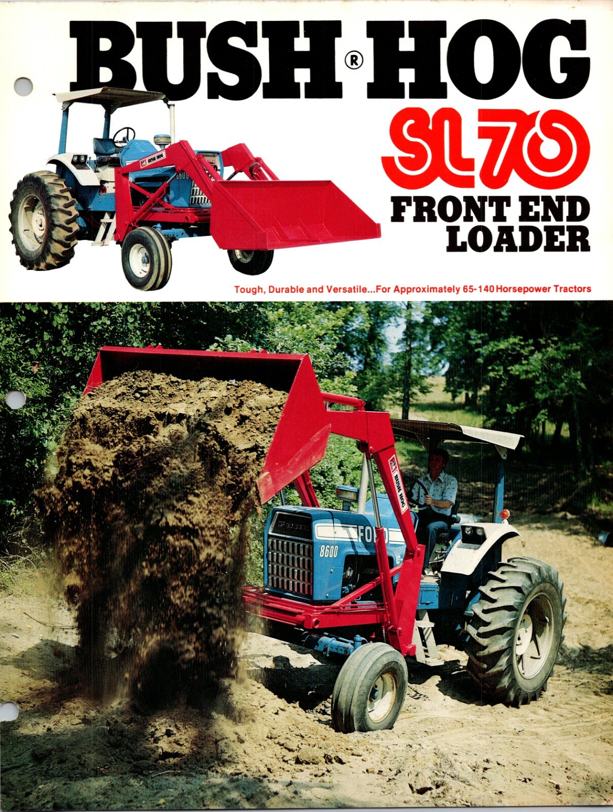 One(1) Bush-Hog SL70 Front End Loader Dealer Sales Specs Accessory Brochure