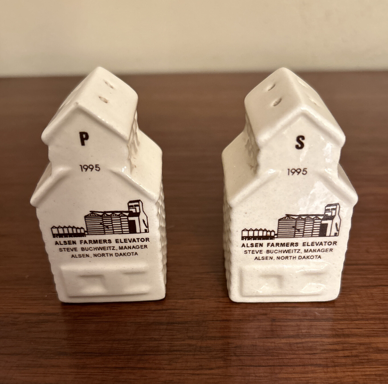 Vintage 1995 Alsen Farmers Elevator Salt & Pepper Shakers North Dakota