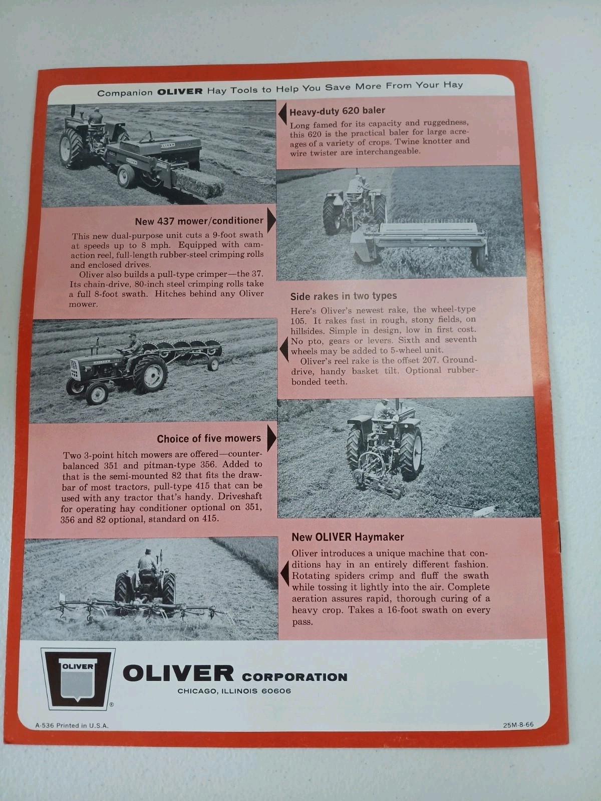 Oliver 520 Economy Baler Twine Or Wire Tractor Dealers Sales Brochure 1967