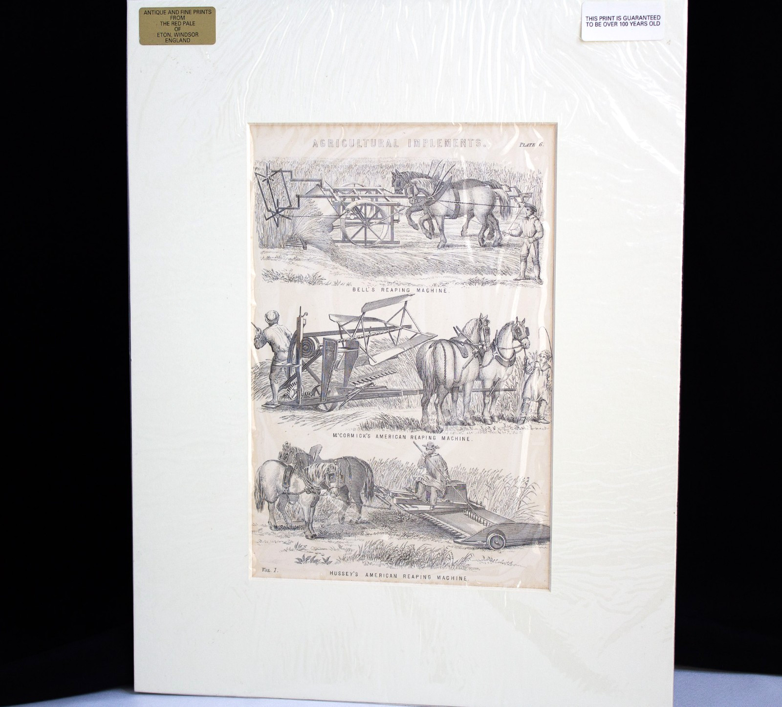 Harvesting Grain Print, Agricultural Implements, 19th Century Farm Machinery