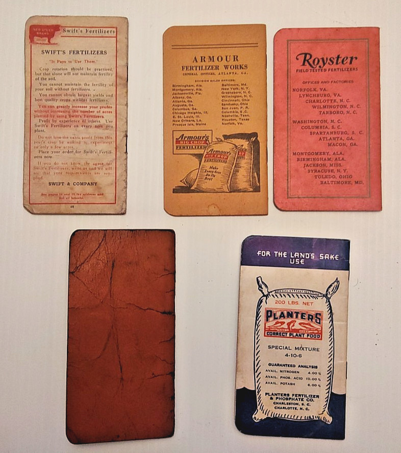 Lot of 5 Vintage fertilizer pocket notebooks See description for dates ,18,34,42