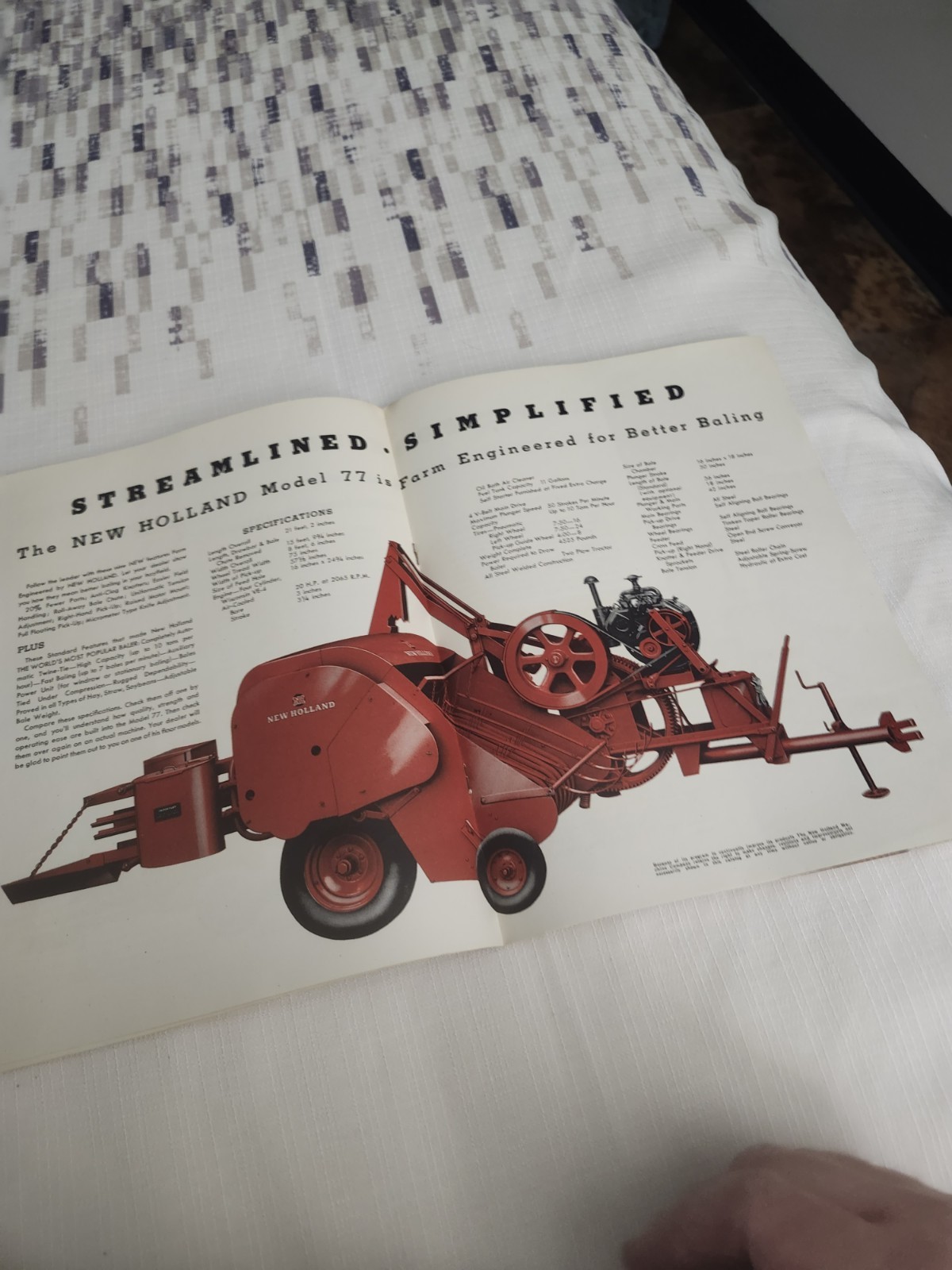 New Holland Automatic Pick-up Baler Model No. 77 Advertising Brochure 1952