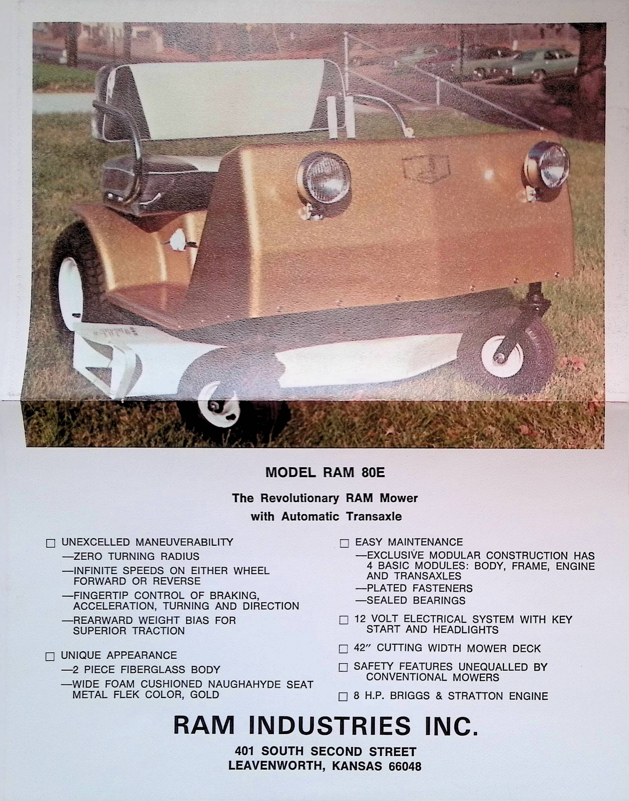 Vintage Farm Advertisement Spec Sheet Revolutionary RAM Mower Automatic Transaxl
